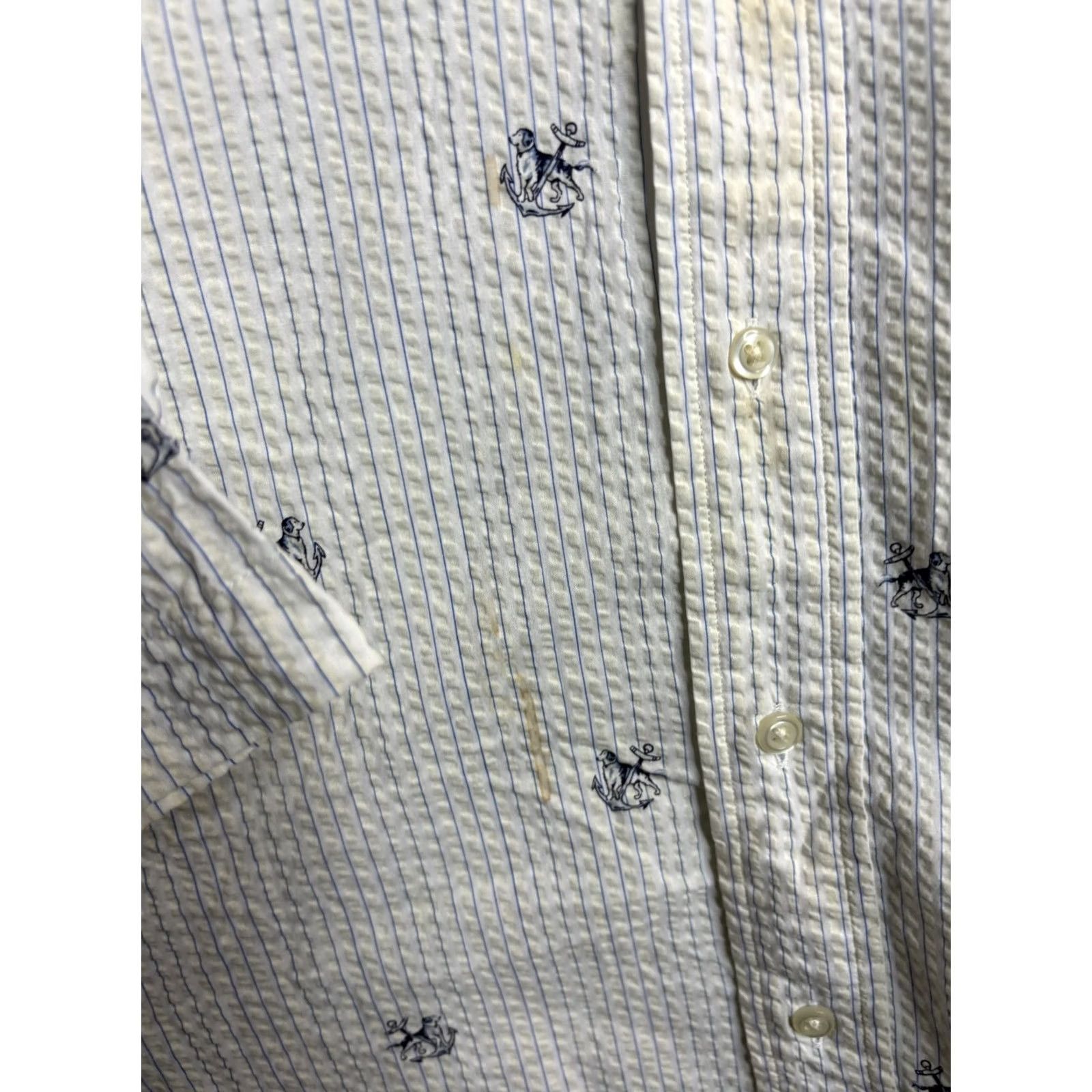 Ralph Lauren Ralph Lauren Seersucker Shirt Mens 2XB Striped Anchor Nautical Embroidered Shirt Size US XXL / EU 58 / 5 - 4 Thumbnail