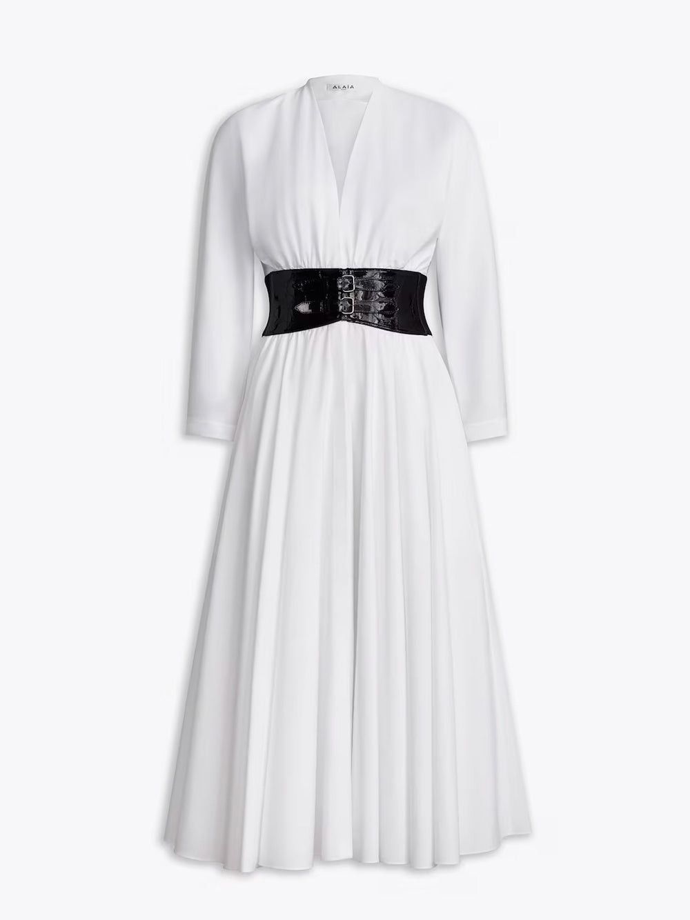 image of Alaia Alaïa Long Dress With Crossed Belt Size 38 in White, Women's
