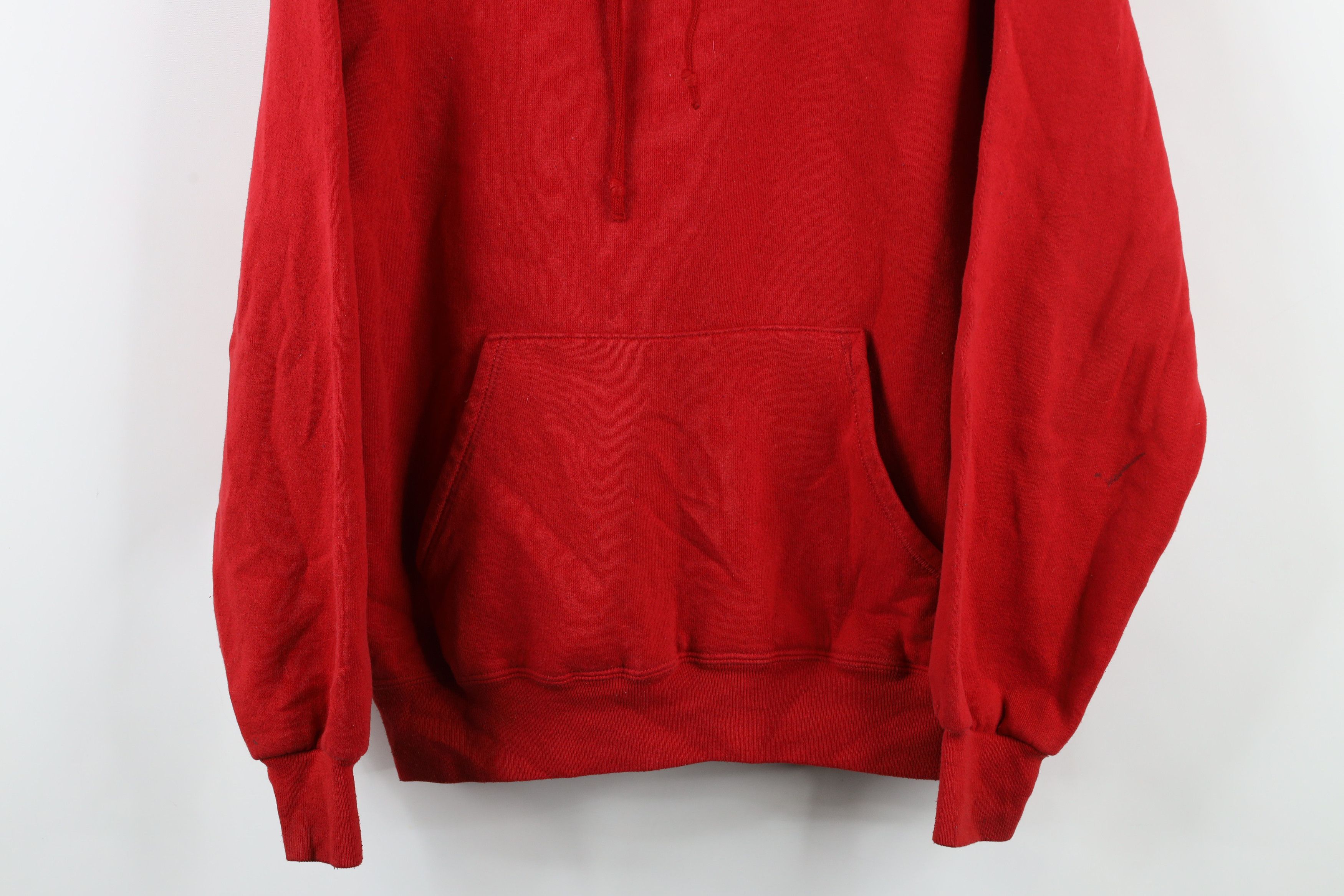Vintage Vintage 90s Streetwear Blank Hoodie Sweatshirt Red USA Size US L / EU 52-54 / 3 - 3 Thumbnail
