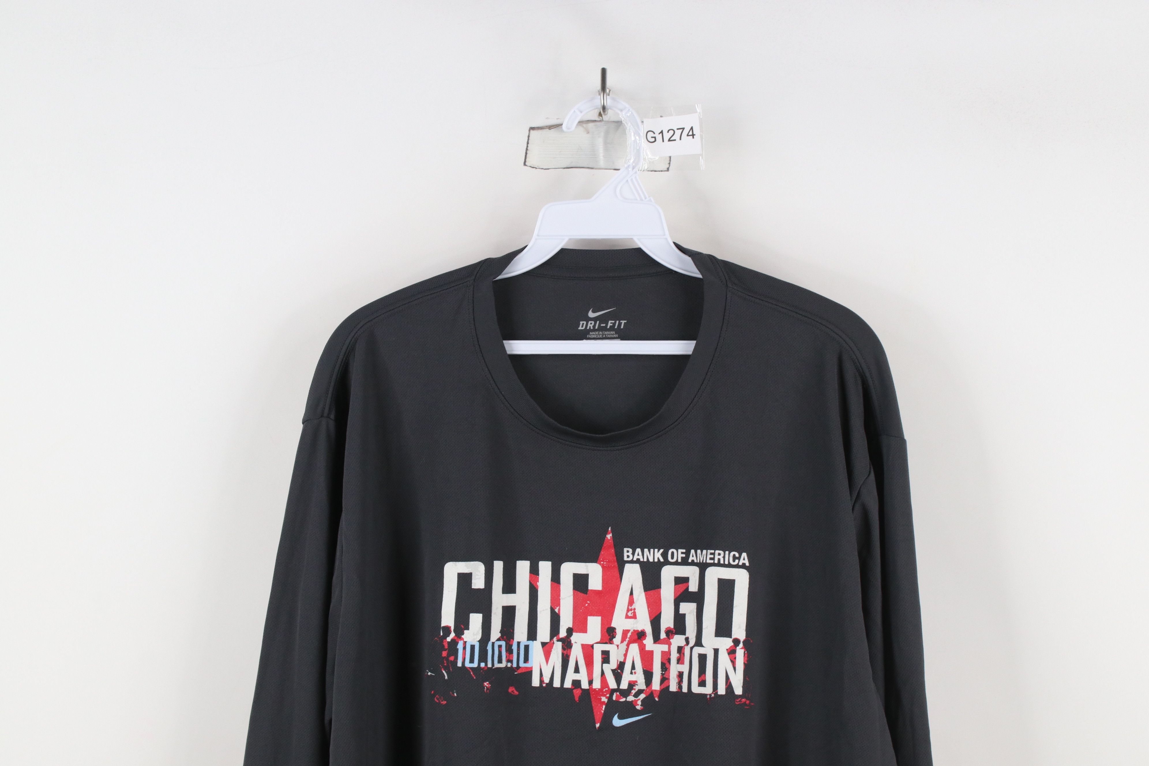 Nike × Vintage Vintage Y2K Nike Chicago Marathon Long Sleeve T-Shirt Gray Size US XXL / EU 58 / 5 - 2 Thumbnail