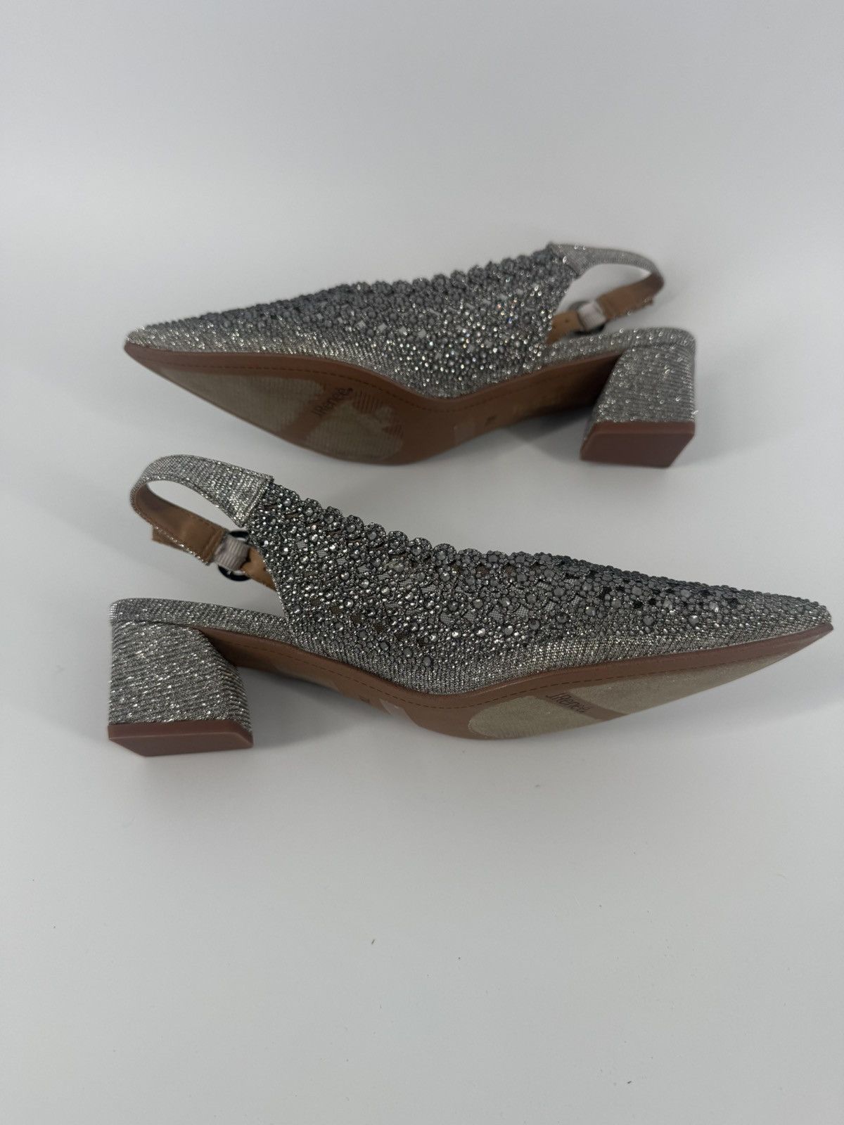 Other J Renee Pranil Pewter Silver Rhinestone Slingback Pumps Heel Size US 7 / IT 37 - 7 Thumbnail