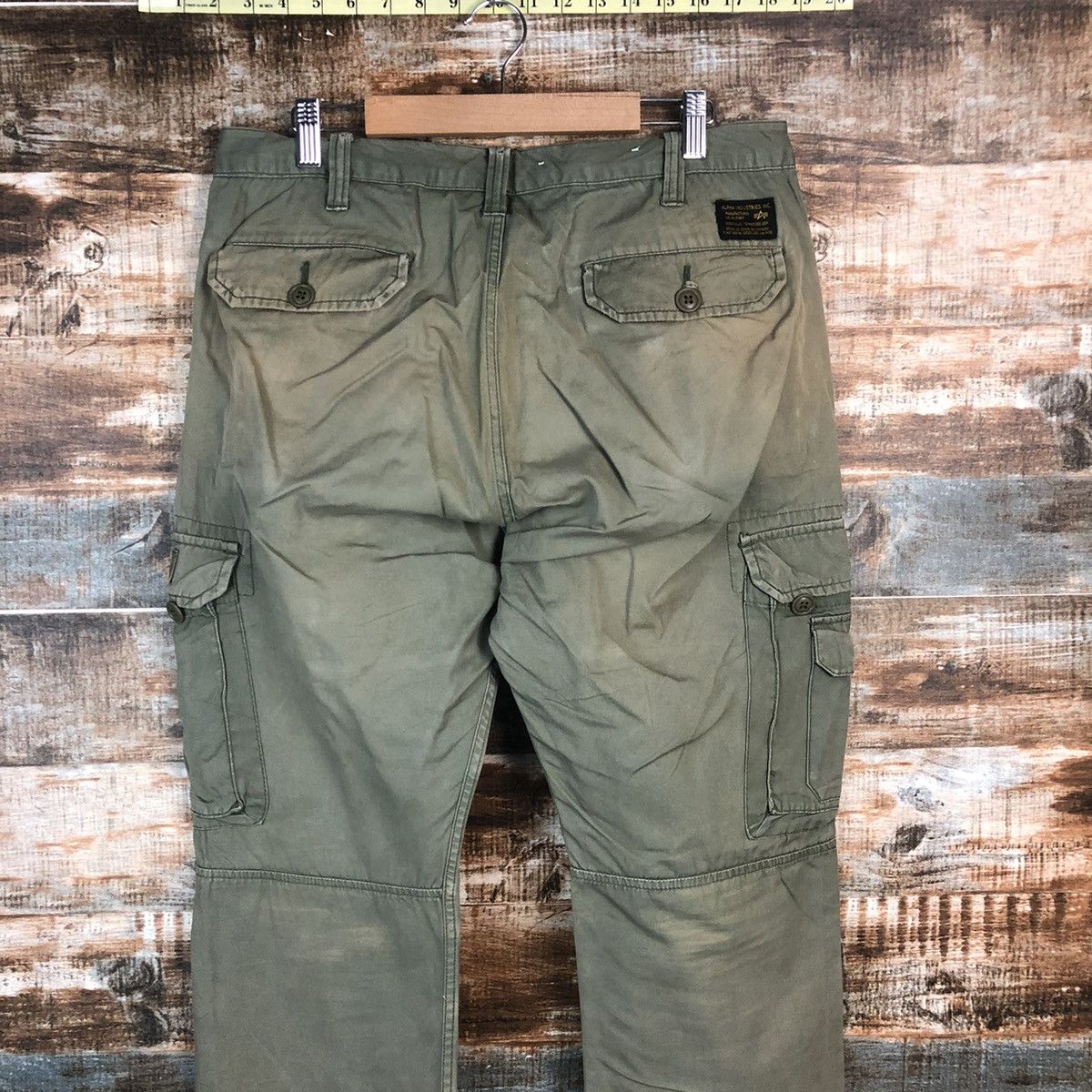 Alpha Industries × Japanese Brand DL Alpha Industries Green Cargo Multipocket Pants #C1231 Size US 31 - 16 Thumbnail