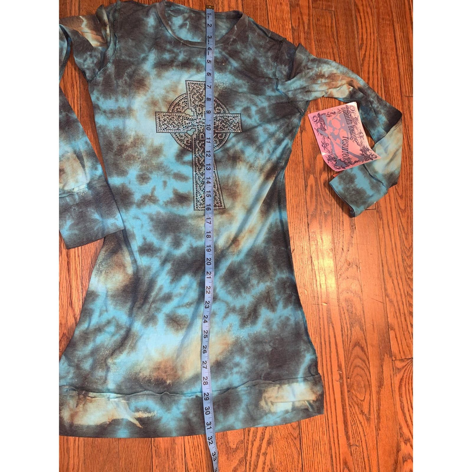 Vintage 90s Nwt Deadstock Tie Dye Studded Dress MALTESE CROSS GRUNGE Size S / US 4 / IT 40 - 7 Thumbnail