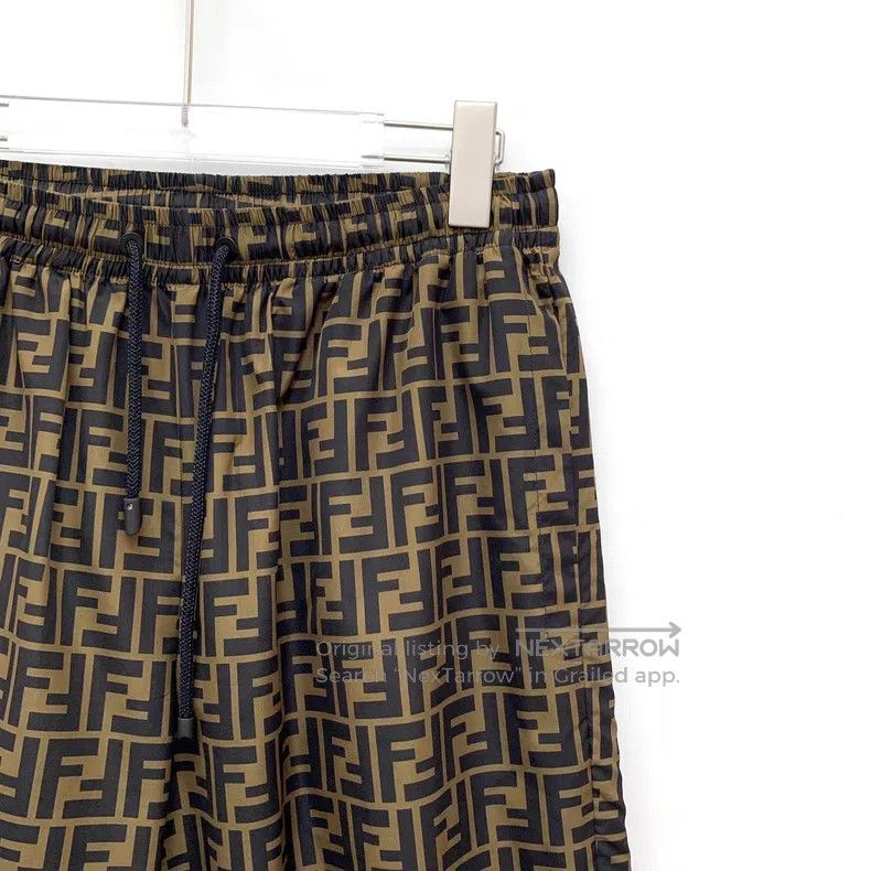Fendi Fendi Brown Logo Fleur-de-lis Print Drawstring Tie Bottom Size US 44 / EU 60 - 3 Thumbnail