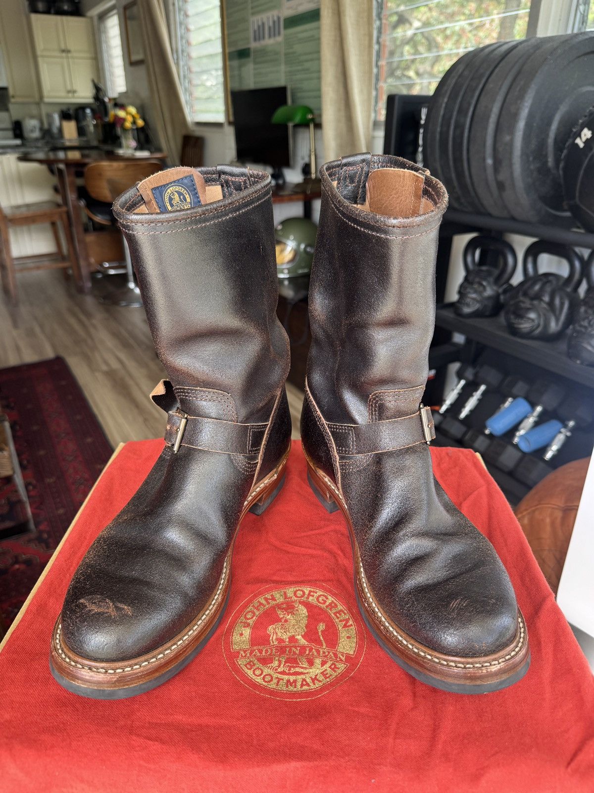 John Lofgren Wabash Engineer Boot Dark Brown Waxed Flesh