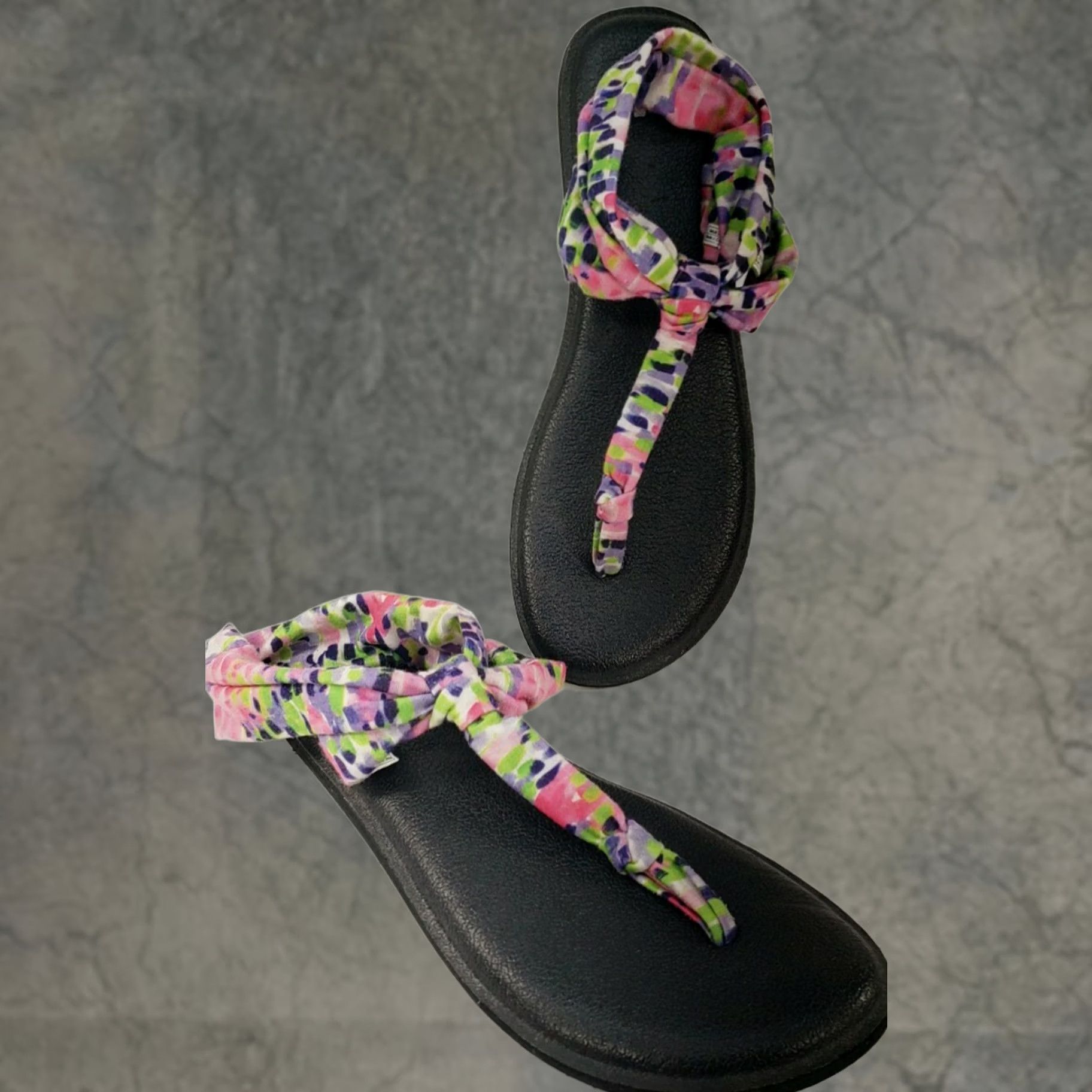 Sanuk Sanuk Yoga Sling Sandal Women Black Multicolored Cushy 8M Size US 8 / IT 38 - 1 Thumbnail