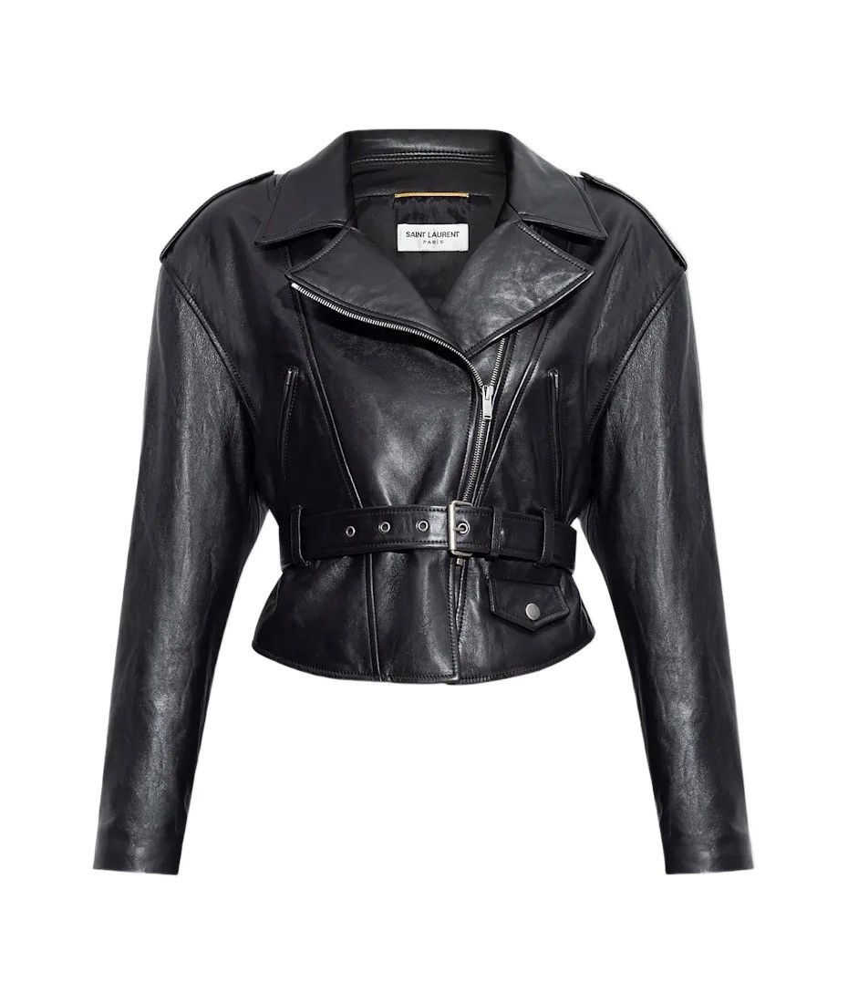 Saint Laurent Paris 🔥$6.8K VALUE🔥Belted Bikers Jacket in Lambskin Size XS / US 0-2 / IT 36-38 - 1 Thumbnail