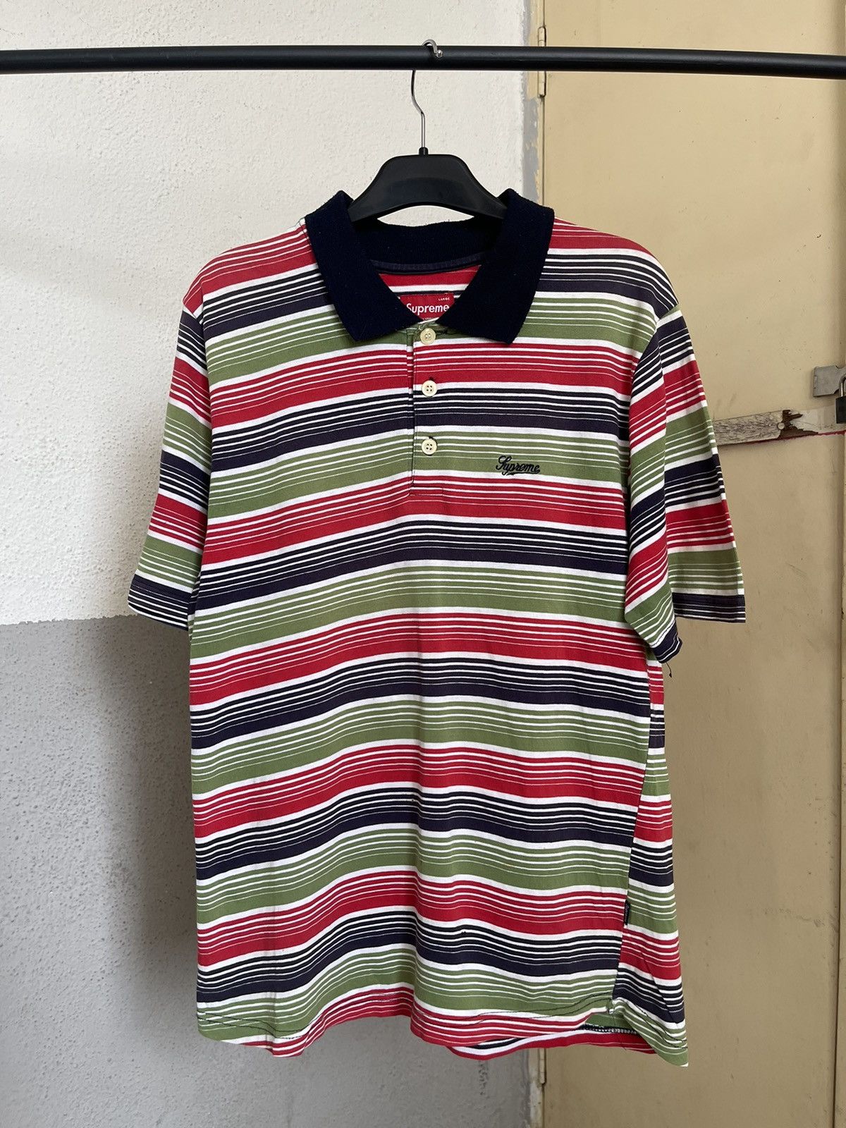 Supreme Supreme Stripe Velour Polo Shirt | Grailed
