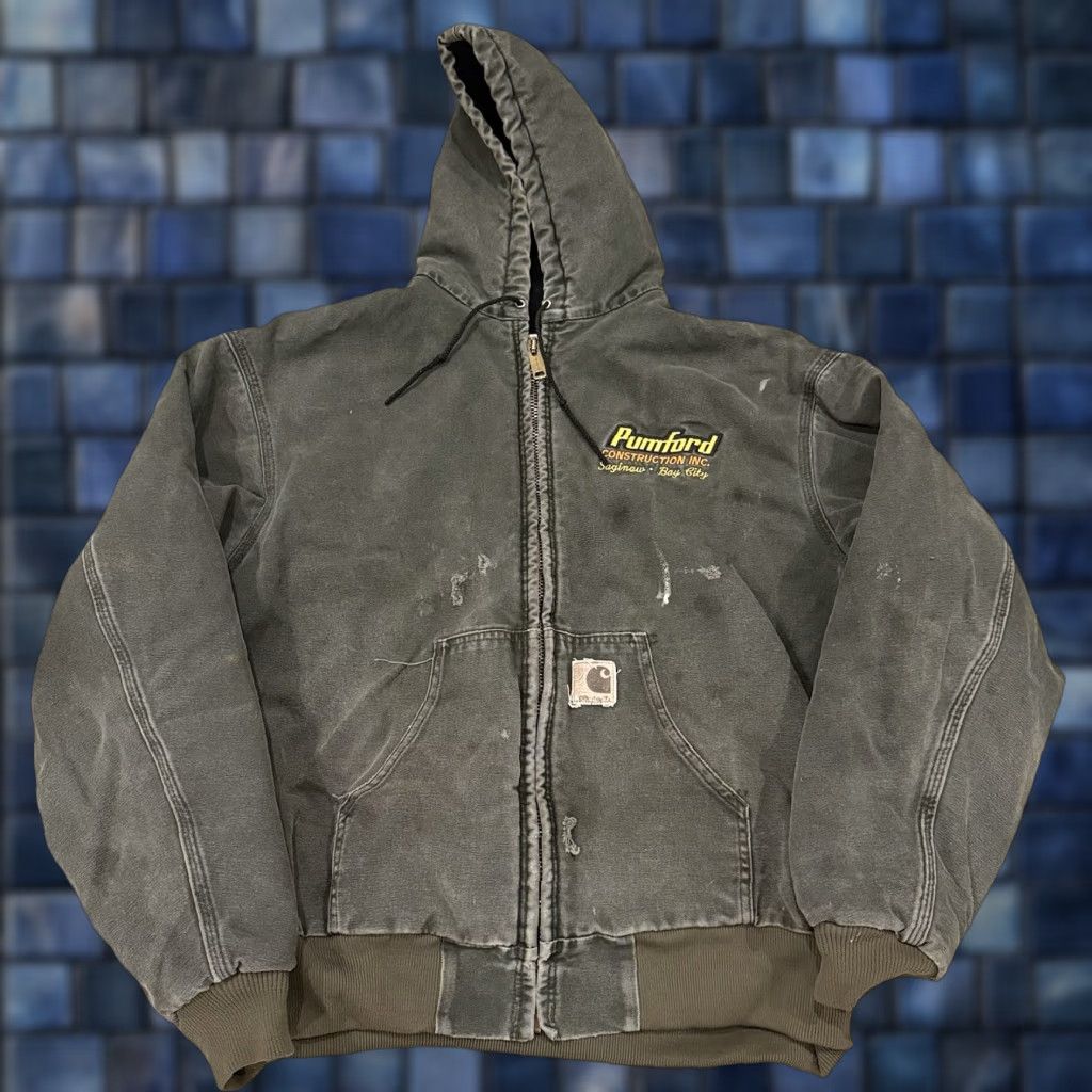 Carhartt VINTAGE Carhartt J68MOS Jacket 2XL Regular Moss Green Quilted Workwear Hooded Bomber Mens Size US XXL / EU 58 / 5 - 1 Thumbnail