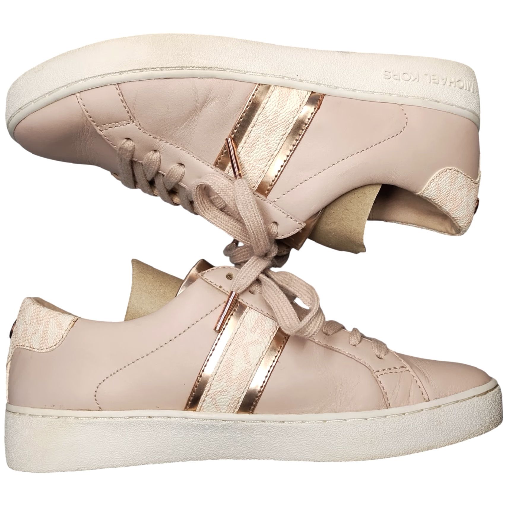 Michael Kors Michael Kors Womens Size 6M Pink White Leather Cap Toe Lace Up Casual Sneakers Size ONE SIZE - 2 Thumbnail