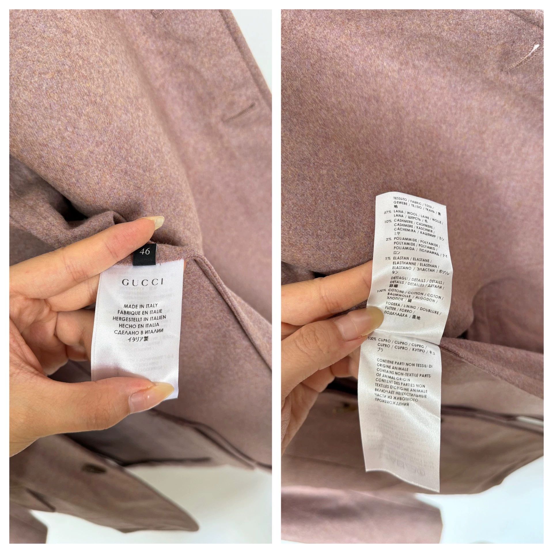 Gucci Gucci Purple Pink Wool Cashmere 4-Pocket Blazer 46 Size 46R - 9 Thumbnail