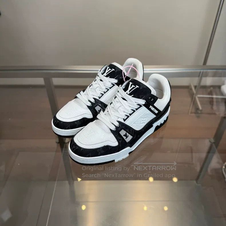 Louis Vuitton Louis Vuitton Trainer Black and White Denim shoes Size US 6 / EU 39 - 1 Thumbnail