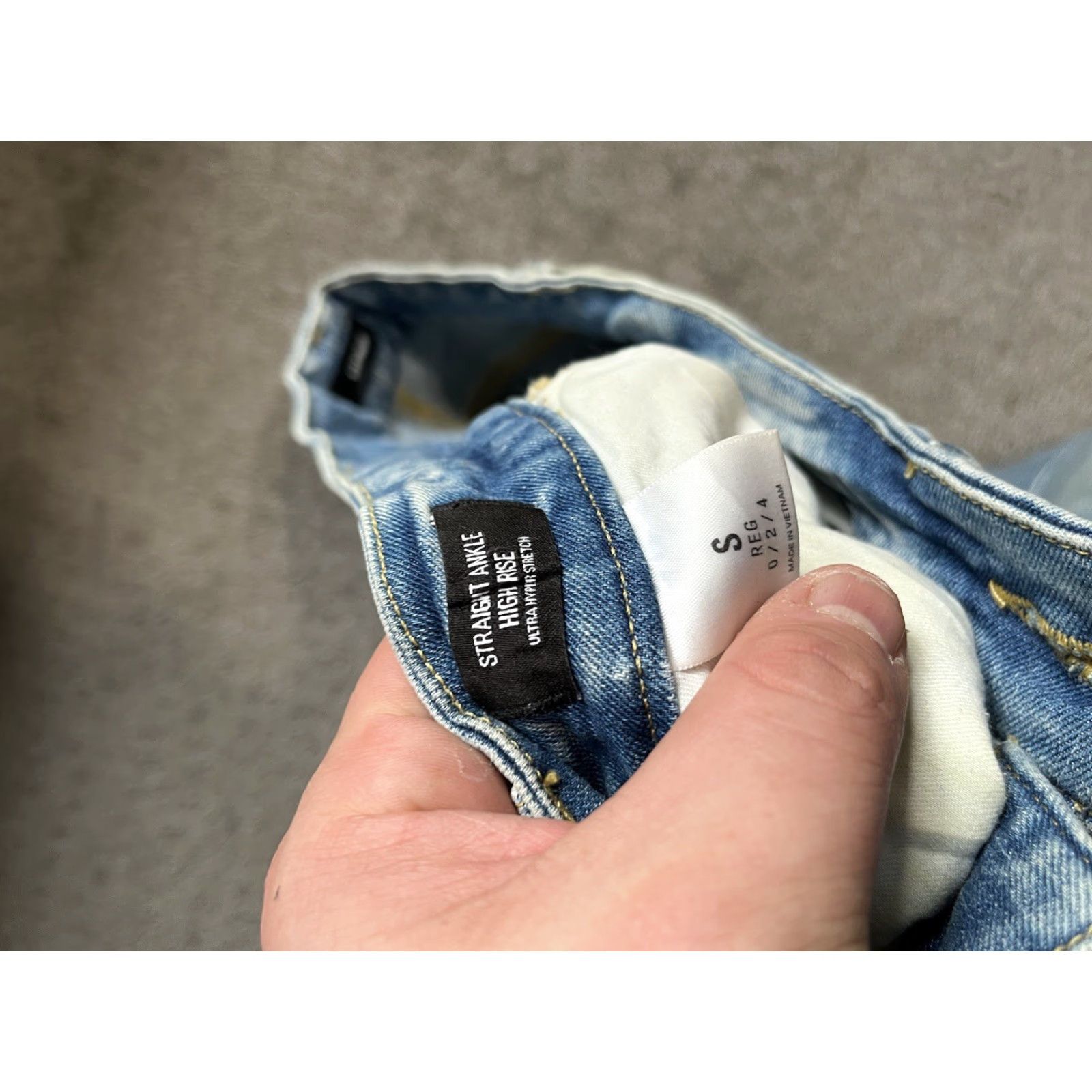 Express Express Jeans Women's Small Straight Ankle High Rise Blue Denim S 0 2 4 Distress Size 28" / US 6 / IT 42 - 6 Thumbnail