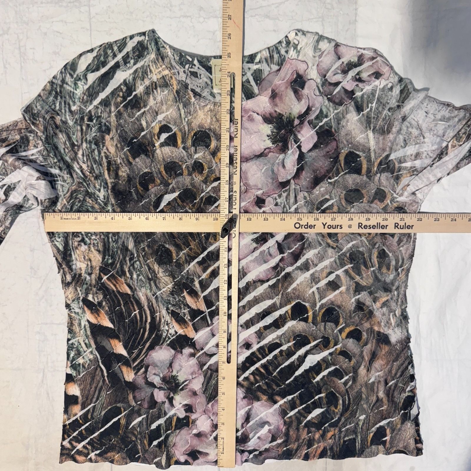 Other Jess & Janes Peacock Floral Ruffle Long Sleeve Top - XL Str Size XL / US 12-14 / IT 48-50 - 4 Thumbnail