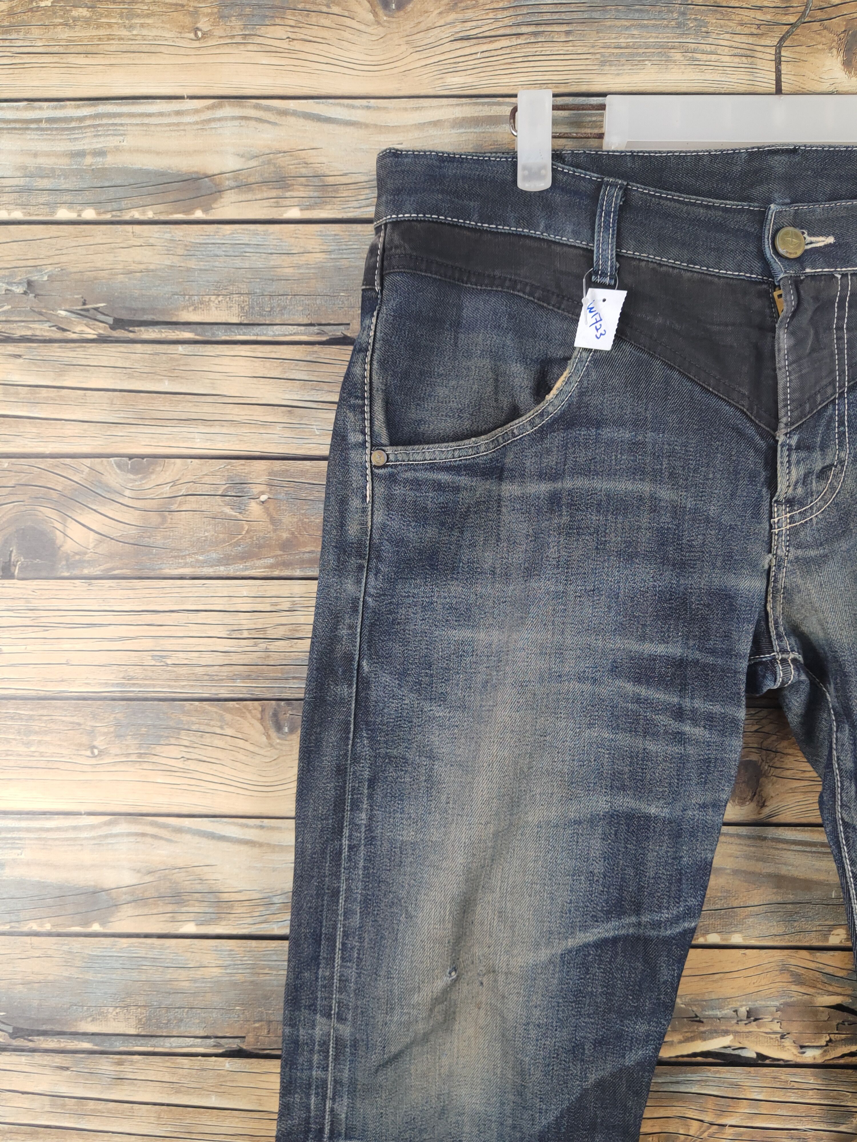 Anime Edwin X Bandai Gundam selvedge Ripped denim Jeans #W1723 Size US 35 - 3 Thumbnail