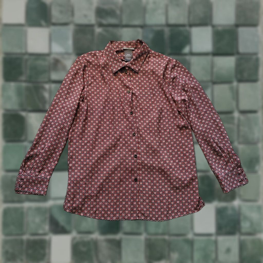 Vintage Chelsea and Theodore Top Womens XL Button-Up Floral Long Sleeve Polyester Shirt Size XL / US 12-14 / IT 48-50 - 1 Thumbnail