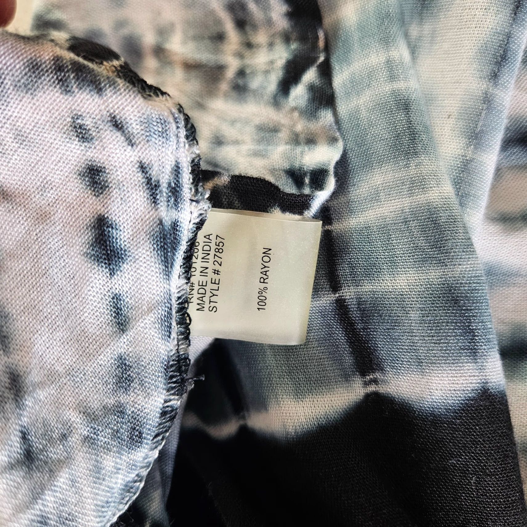 Soft Surroundings Soft Surroundings Women's Top XL Black White Tie Dyed Dip Hem Rayon Blouse Tunic Short Sleeve Casual Size XL / US 12-14 / IT 48-50 - 4 Thumbnail