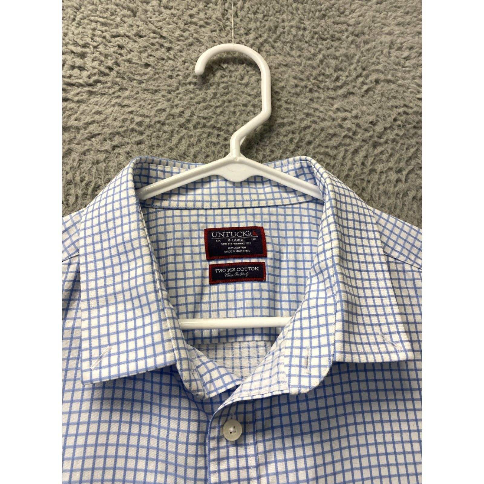 UNTUCKit UNTUCKit Button-Up Shirt Mens XL Blue Short Sleeve Check Casual Preppy Size US XL / EU 56 / 4 - 3 Thumbnail