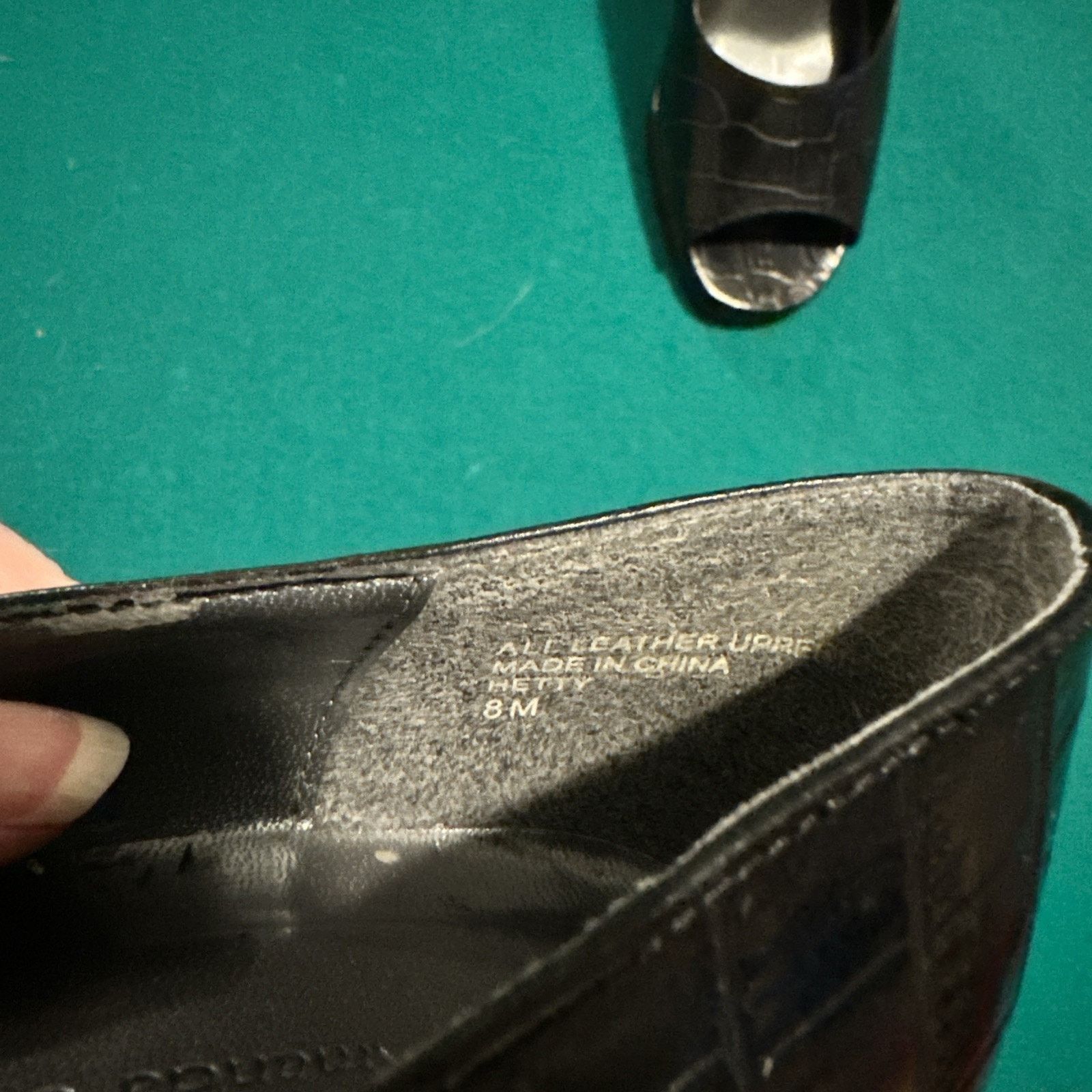 Other Amanda Smith Black Croc Embossed Peep Toe Heels Size 8M Size US 8 / IT 38 - 8 Thumbnail
