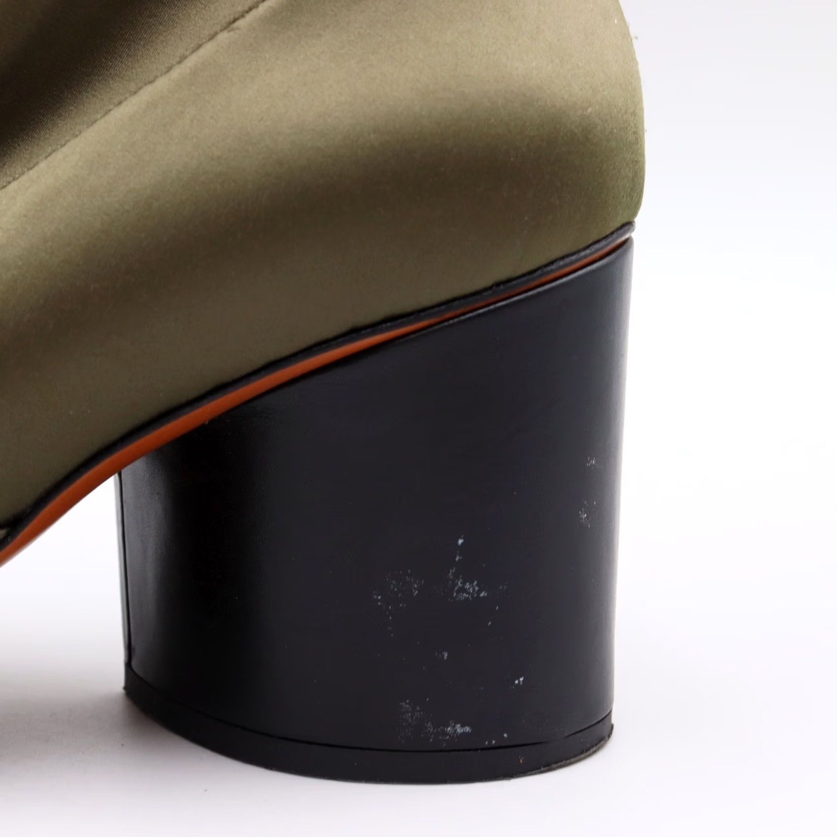 Vintage Robert Clergerie Green Satin Stretch Chunky Heel Ankle Boots Size 9.5B US Size US 11 / IT 41 - 5 Thumbnail