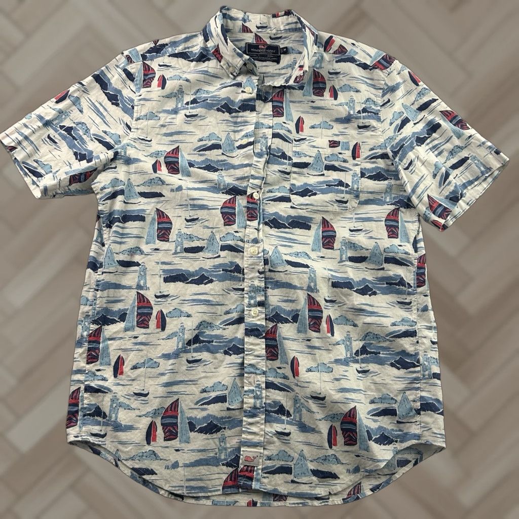 Vineyard Vines VINEYARD VINES Classic Murray Sailboat Short Sleeve Button Front Shirt M Men's Multicolor Sailboat Shirt Size US M / EU 48-50 / 2 - 1 Thumbnail