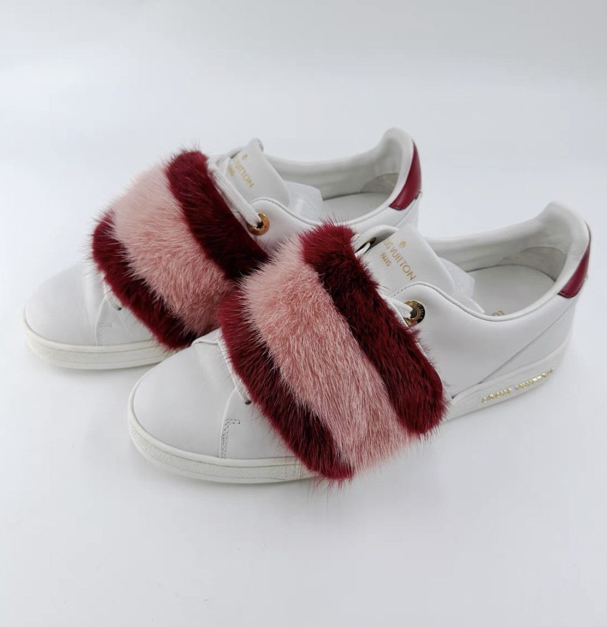 Louis Vuitton Louis Vuitton Block Mink Fur White Sneakers K12 Size US 7 / IT 37 - 1 Thumbnail