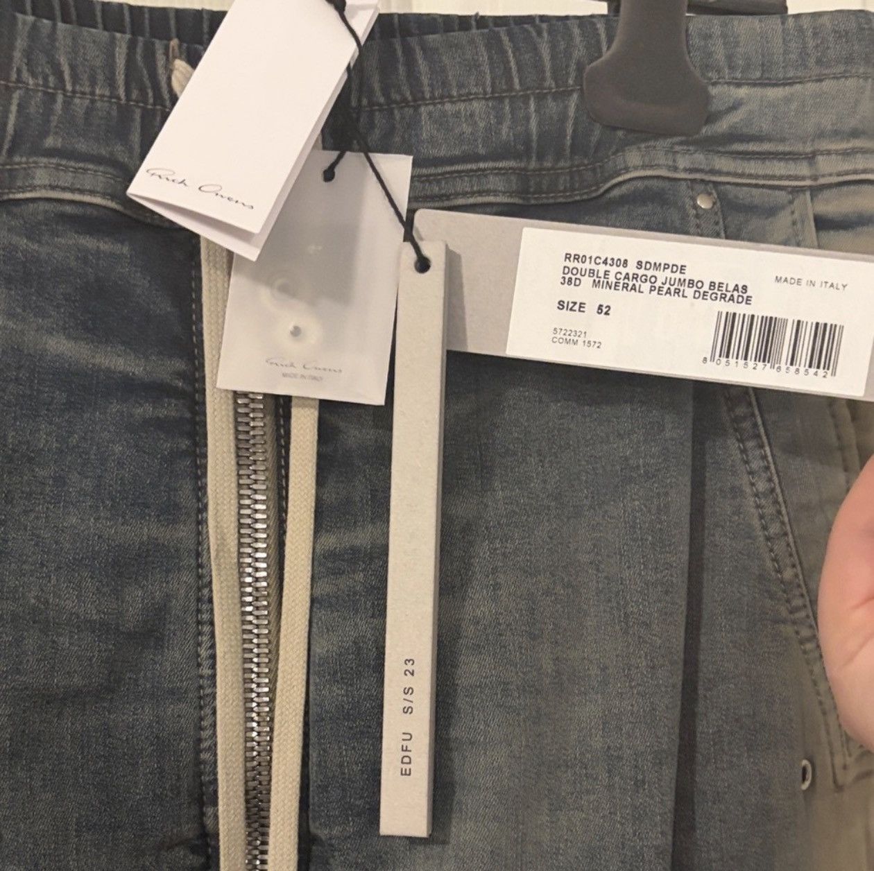 Rick Owens Rick Owens Runway Double Cargo Jumbo Bela Drawstring Denim Size US 36 / EU 52 - 12 Thumbnail