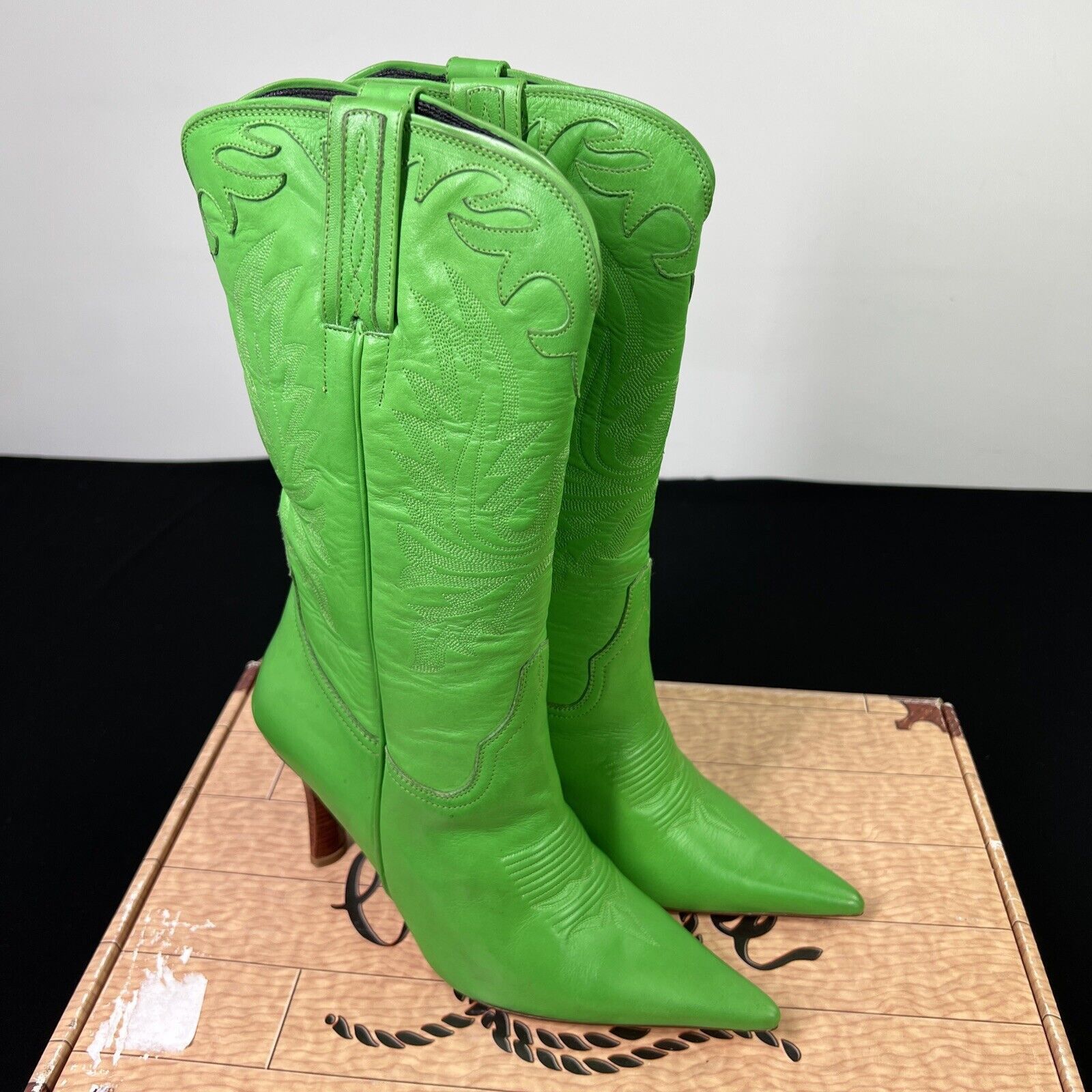 Lucchese Charlie Horse Lucchese Green Leather Cowboy Boots Heels Grailed