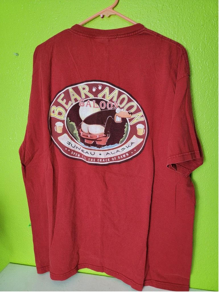Vintage Vtg Y2K Funny Bear Moon Saloon Juneau Alaska Crack Of Dawn Size US XL / EU 56 / 4 - 1 Thumbnail
