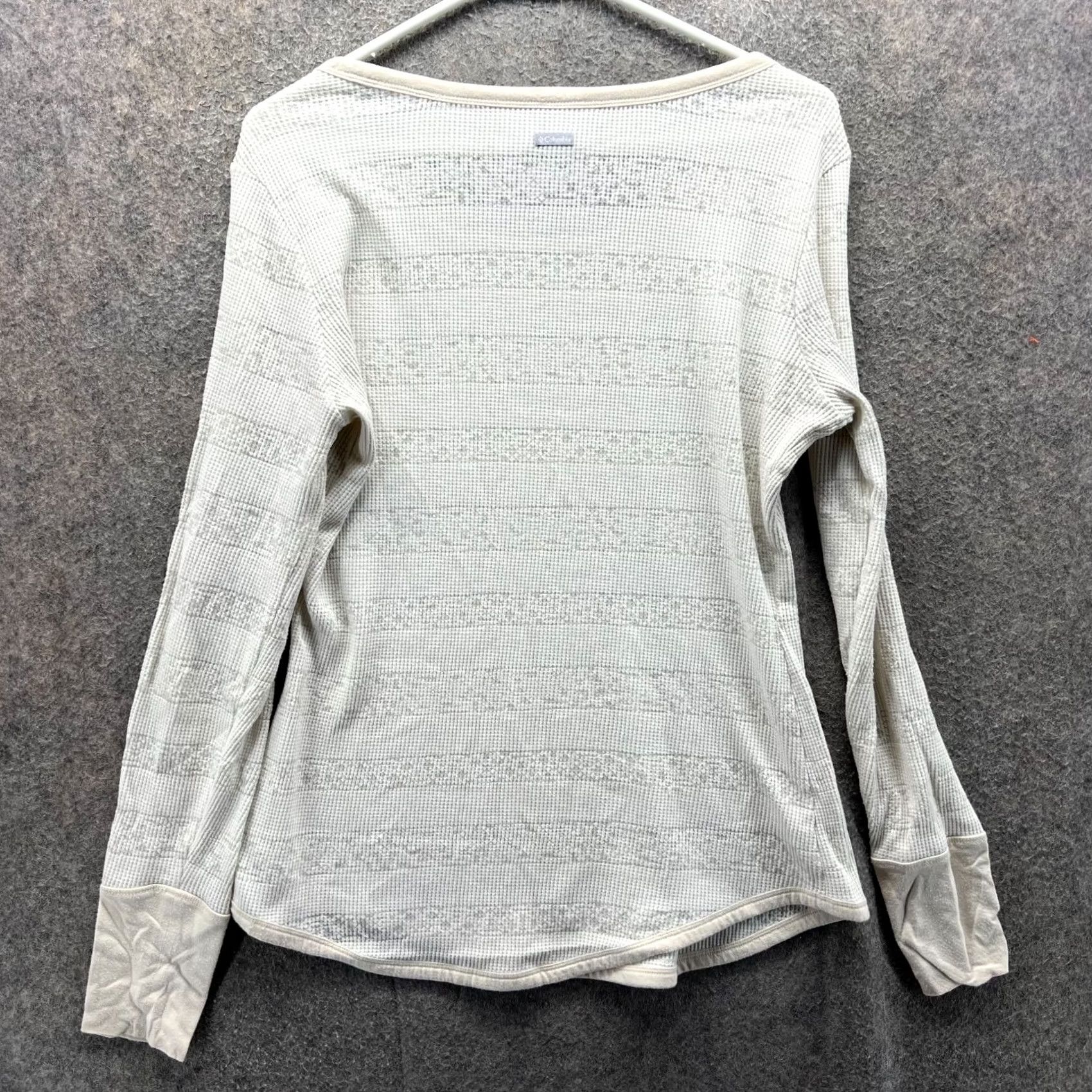 Vintage Columbia Thermal Top Womens Large Ivory Waffle Knit Long Sleeve Shirt Size L / US 10 / IT 46 - 4 Thumbnail
