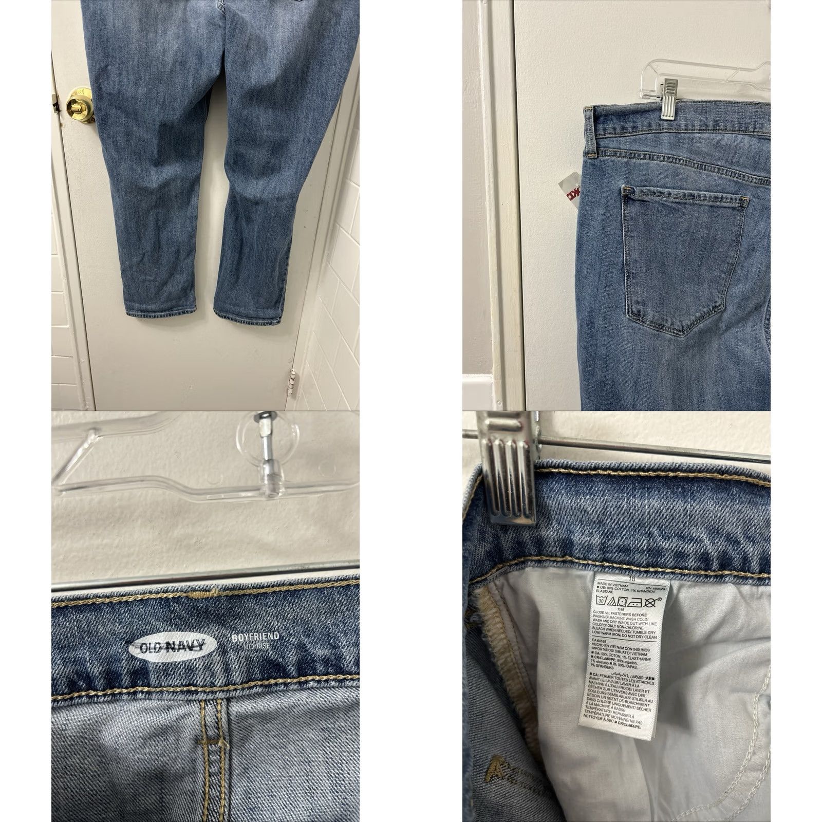 Old Navy VINTAGE Old Navy Jeans Womens 18 Boyfriend Mid Rise Distressed Denim Blue Relaxed Pockets 28in Inseam Womens Size 40" / US 18 - 8 Thumbnail