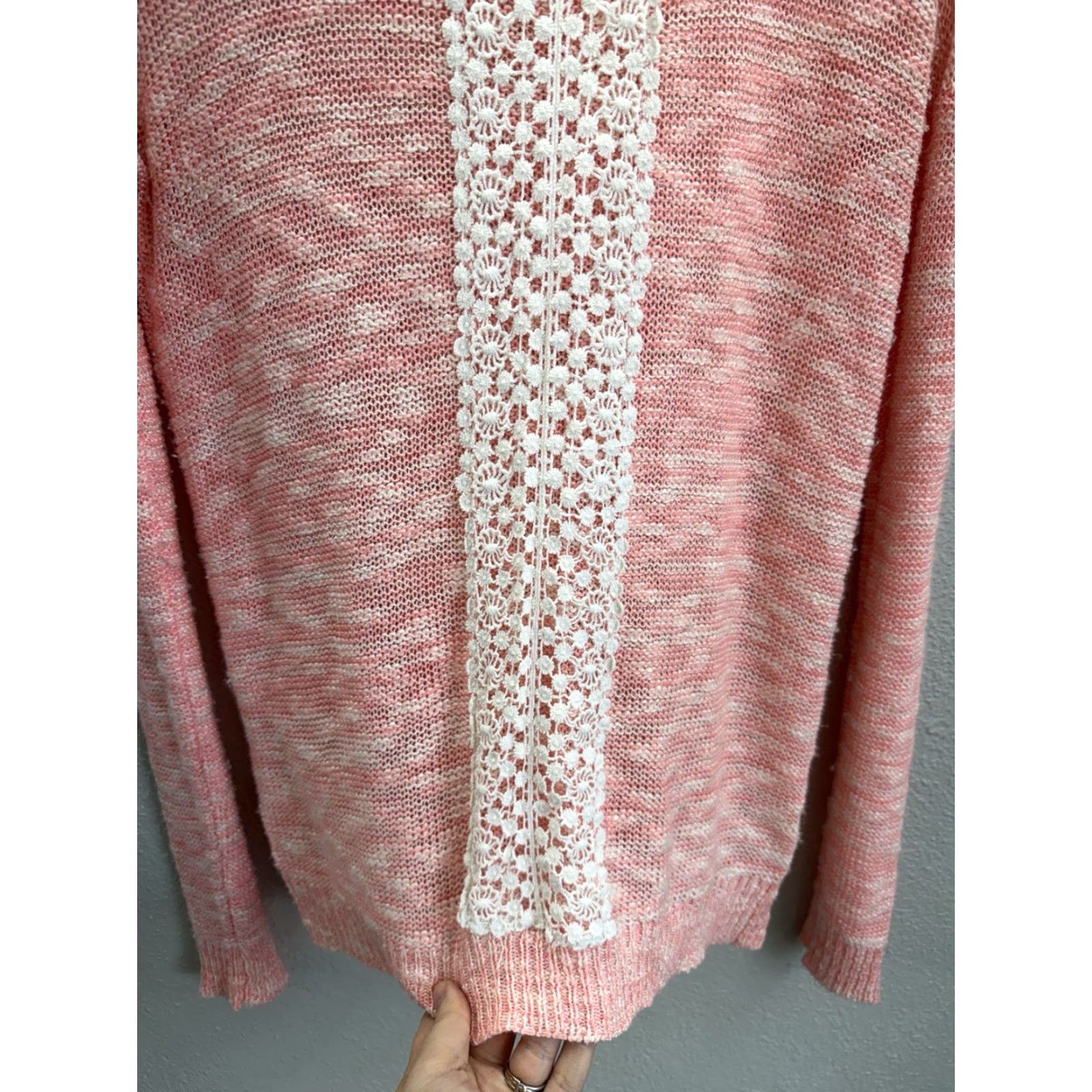 Vintage OhMG! Womens Sweater Shirt Pink Heathered Long Sleeve Thin Size L Pullover Knit Casual Women’s Classic 2000s Size L / US 10 / IT 46 - 2 Thumbnail