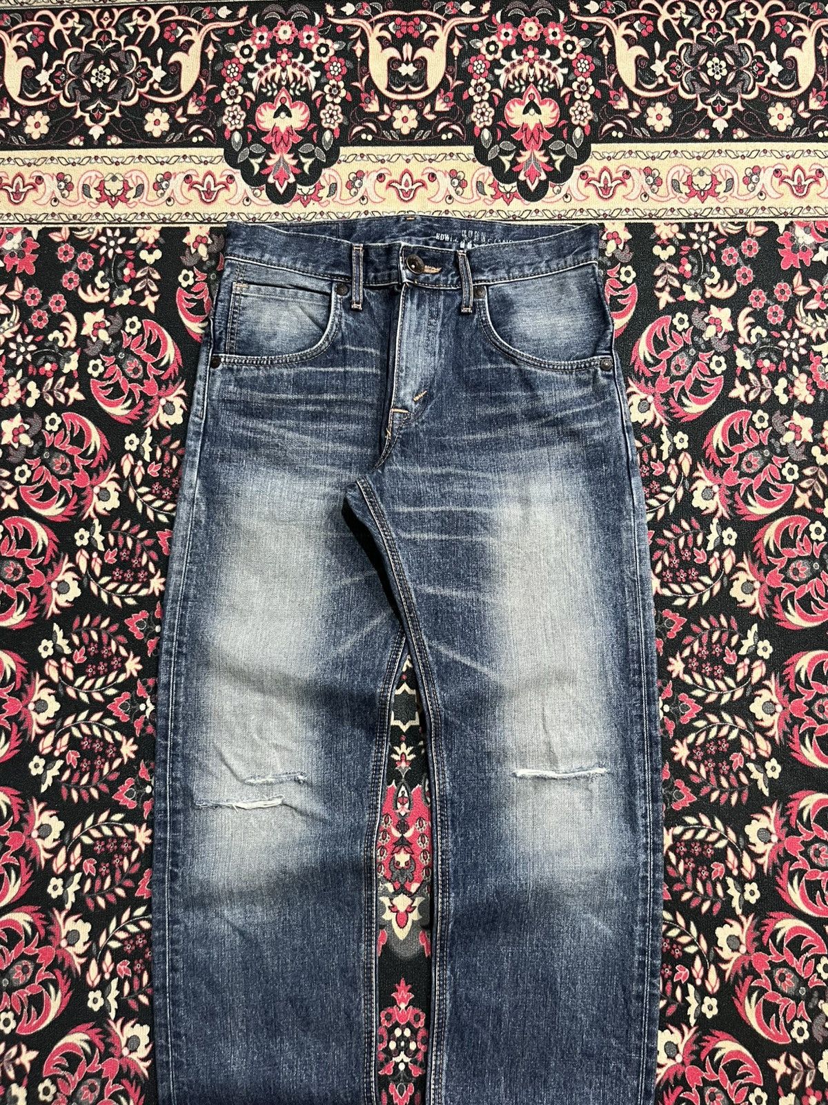 Edwin Edwin Exclusive Vintage Blue Faded Washed Distressed Jeans Size US 29 - 3 Thumbnail