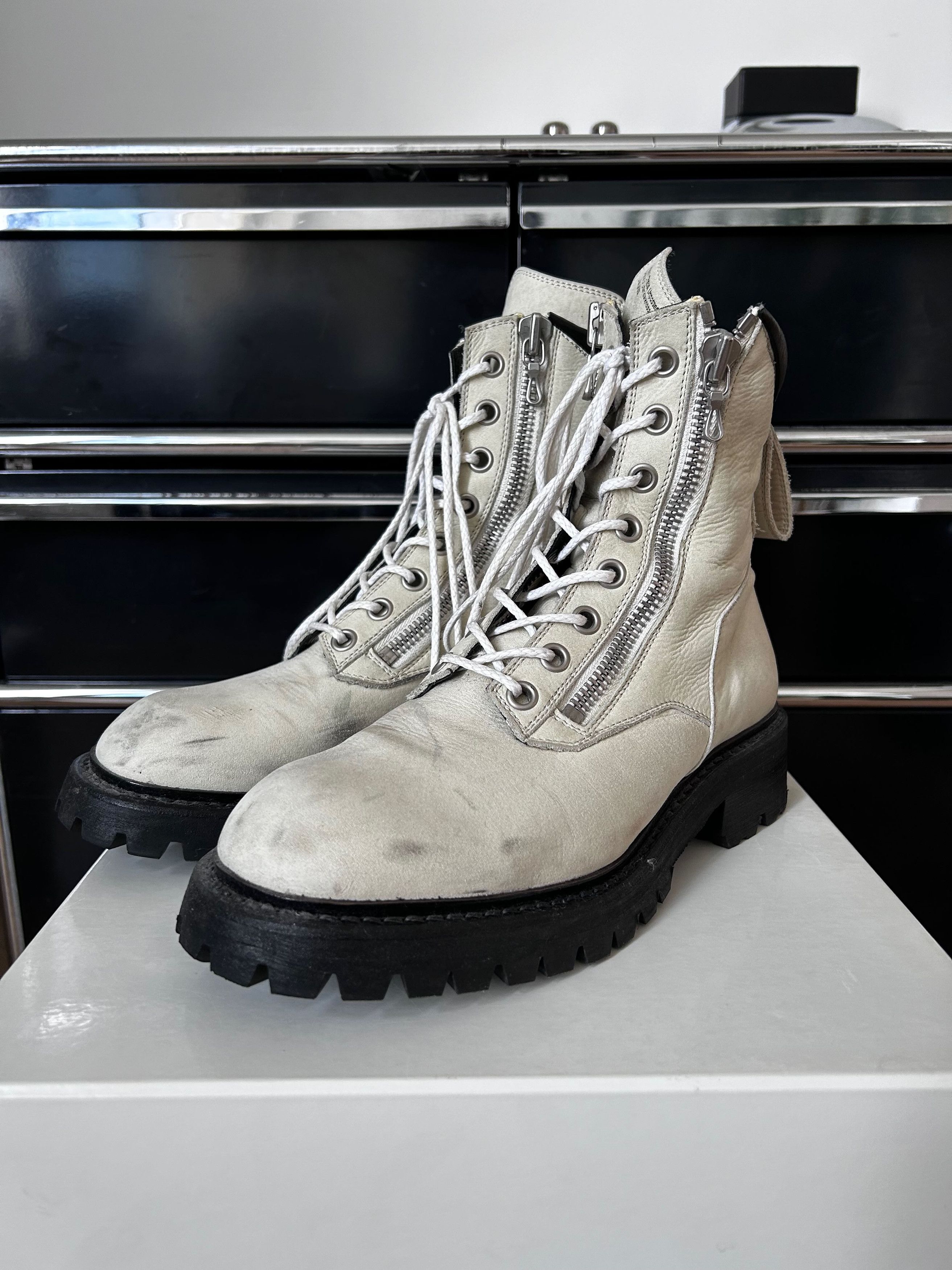 JULIUS COW VELOR LACE UP COMBAT BOOTS