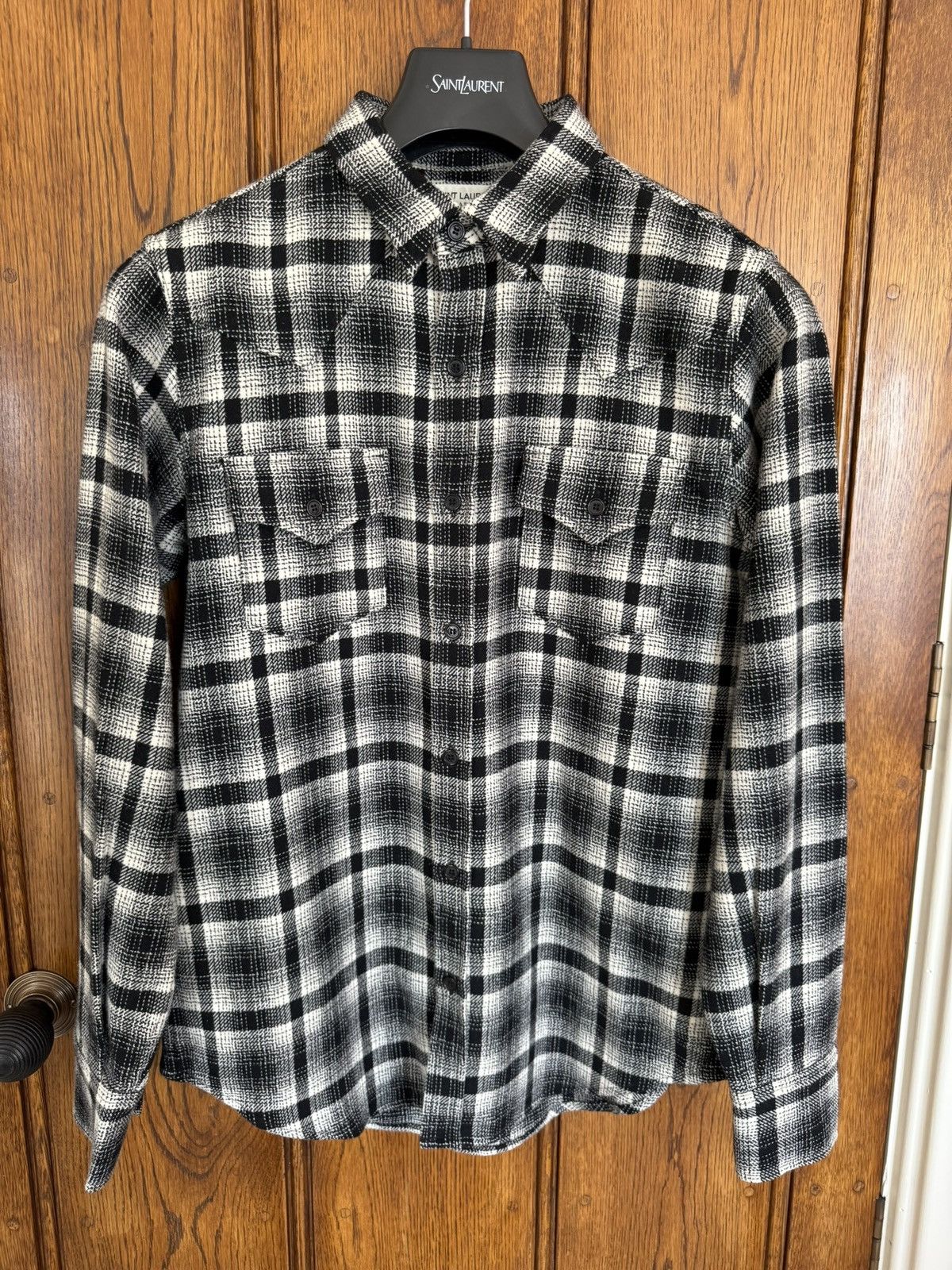 FW16 Saint Laurent black blue shadow flannel Palladium Hedi