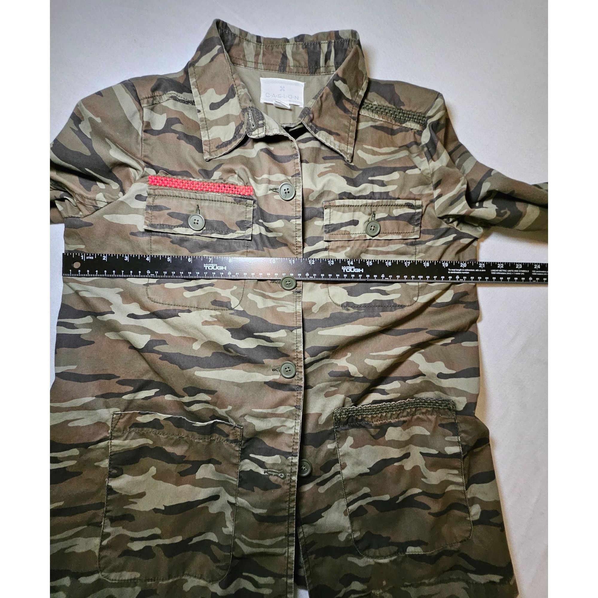 Other Caslon Military Camo Jacket Shacket Womens Medium Embroidere Size M / US 6-8 / IT 42-44 - 6 Thumbnail