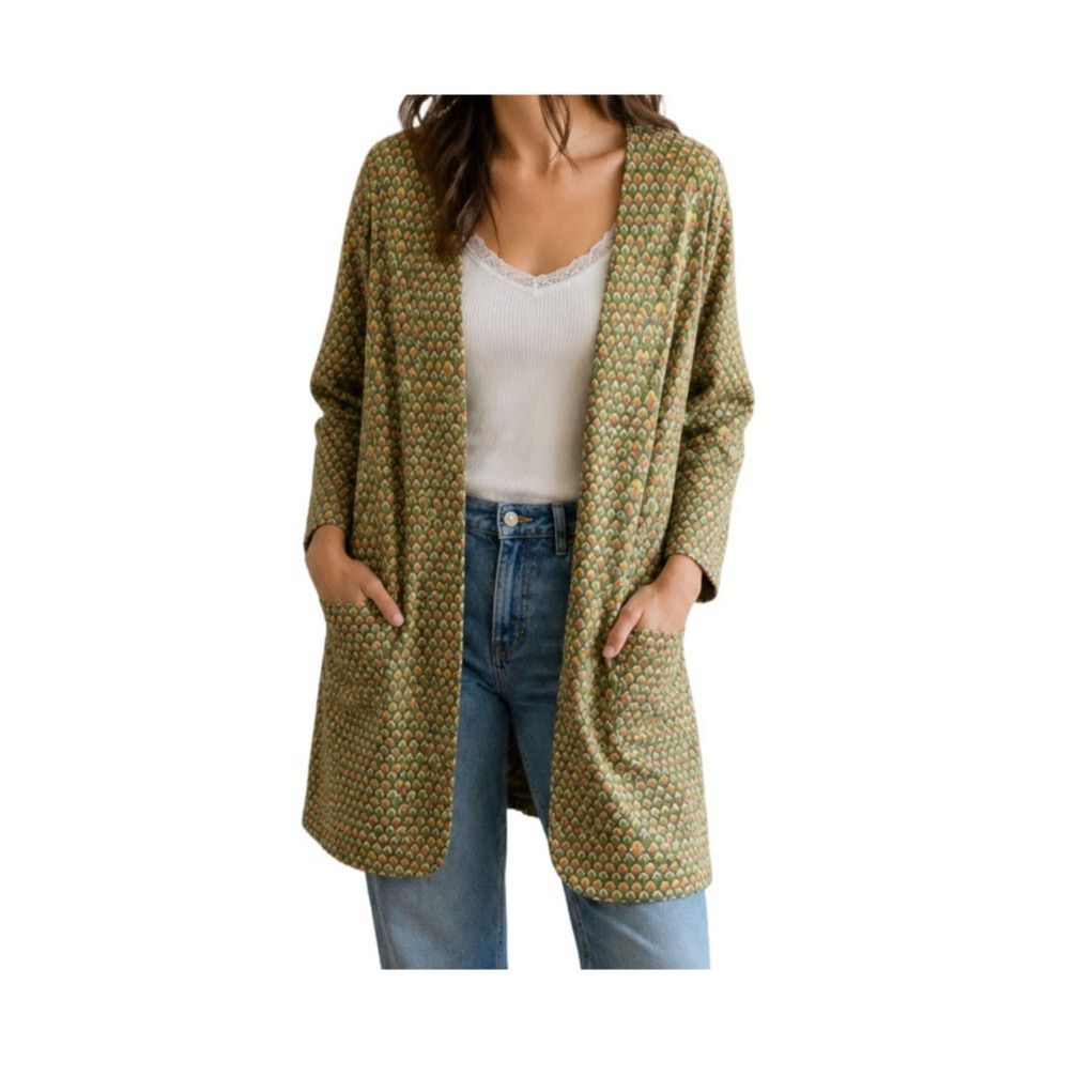Other Vintage Open Front Geometric Print Blazer Overcoat Green Size ONE SIZE - 1 Thumbnail