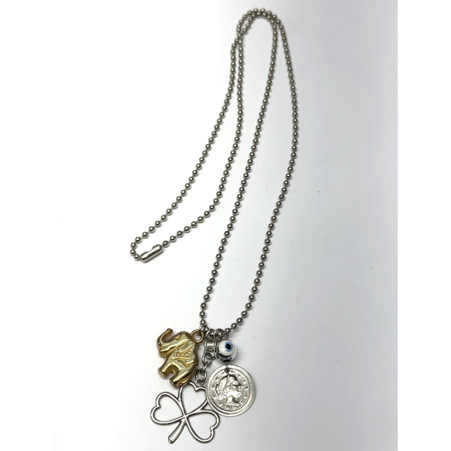 Vintage Vintage bead chain evil eye clothes coin elephant charm neck Size ONE SIZE - 1 Thumbnail