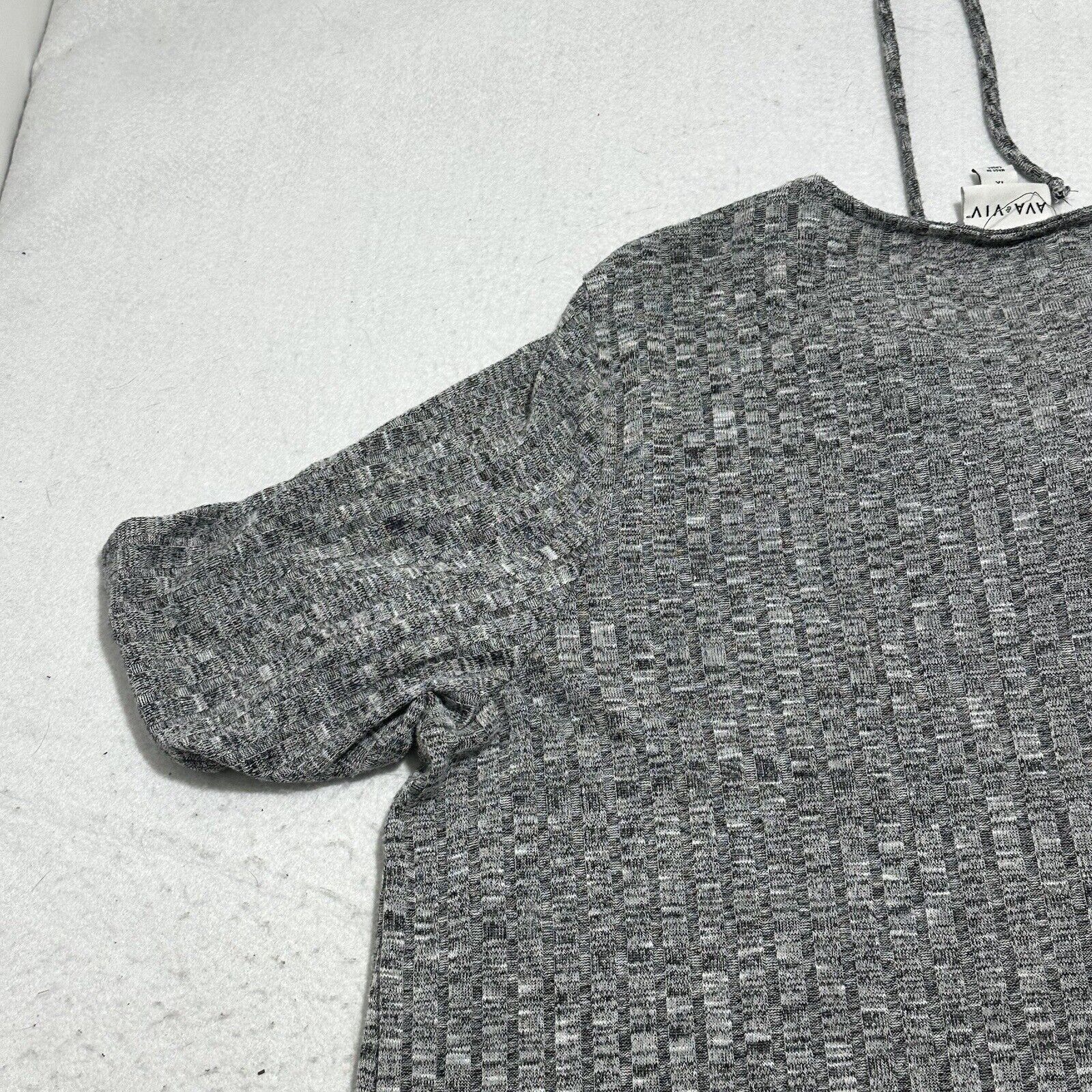 Target Basics Ava & Viv 1X Gray Short Sleeve T Shirt Ribbed Tie Neckline Size XL / US 12-14 / IT 48-50 - 15 Thumbnail
