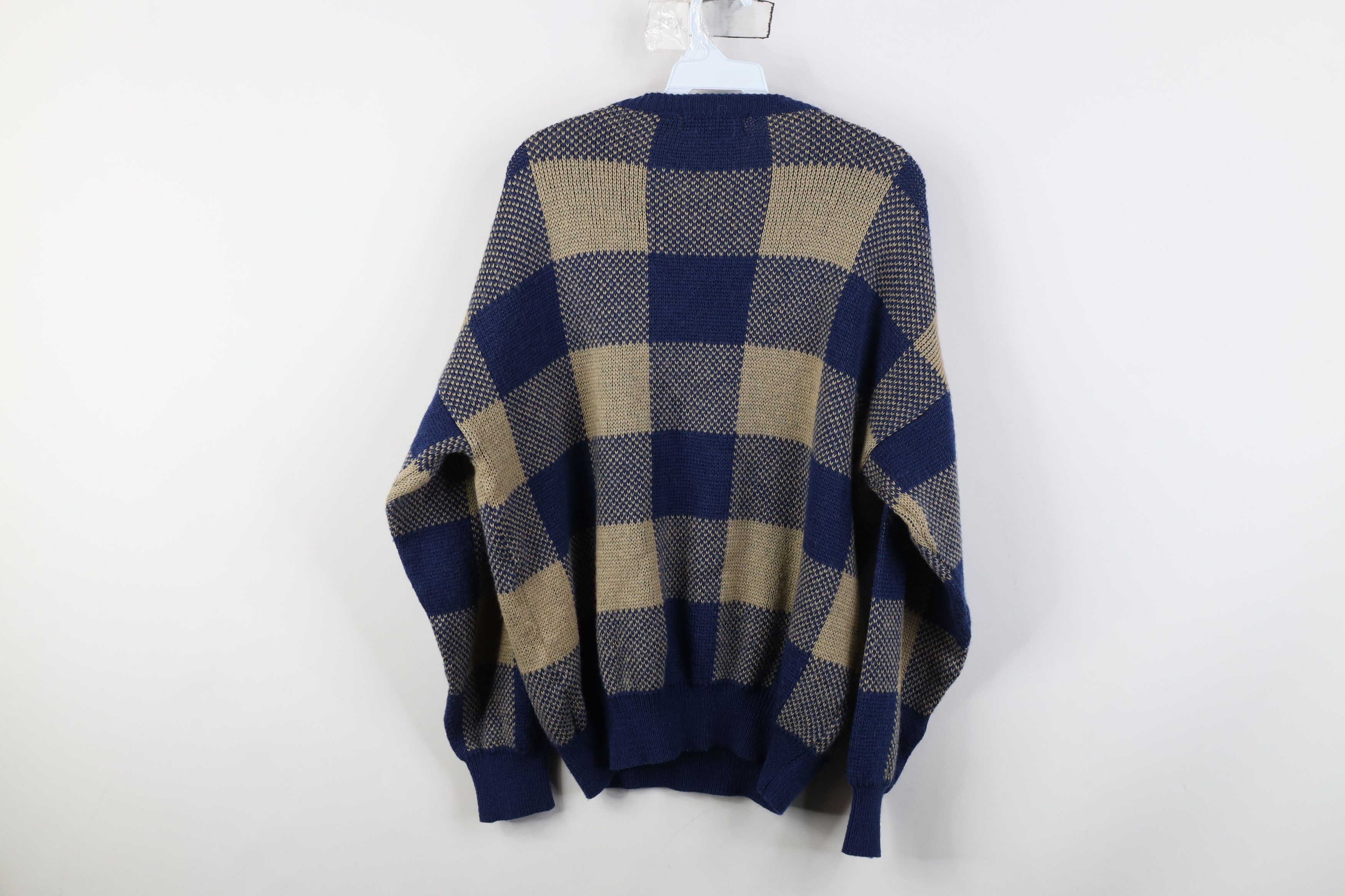 Vintage Vintage 90s Streetwear Blend Knit Checkered Crewneck Sweater Size US L / EU 52-54 / 3 - 8 Thumbnail