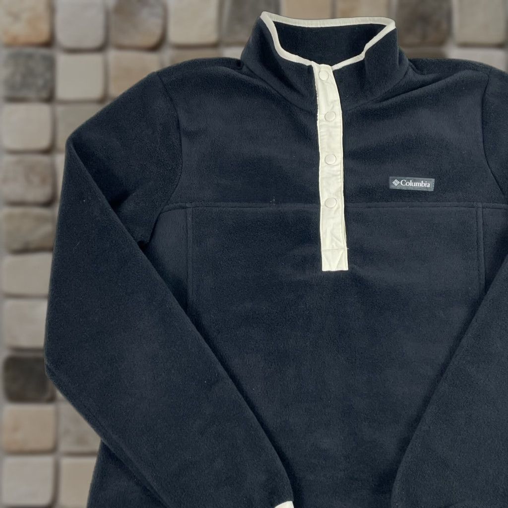 Vintage Columbia Jacket Womens Large Black 1/4 Snap Fleece Hiking Outdoors Weather Wind-Resistant Outdoor Logo Size L / US 10 / IT 46 - 1 Thumbnail