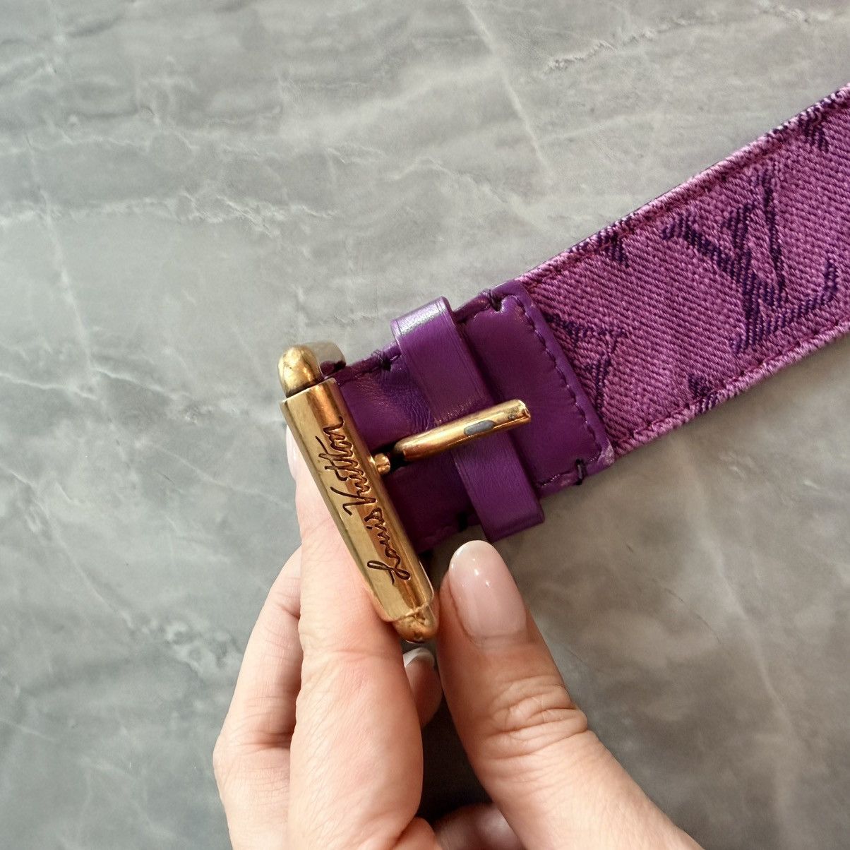 Louis Vuitton 2019 monogram denim 95cm belt purple Size ONE SIZE - 6 Thumbnail