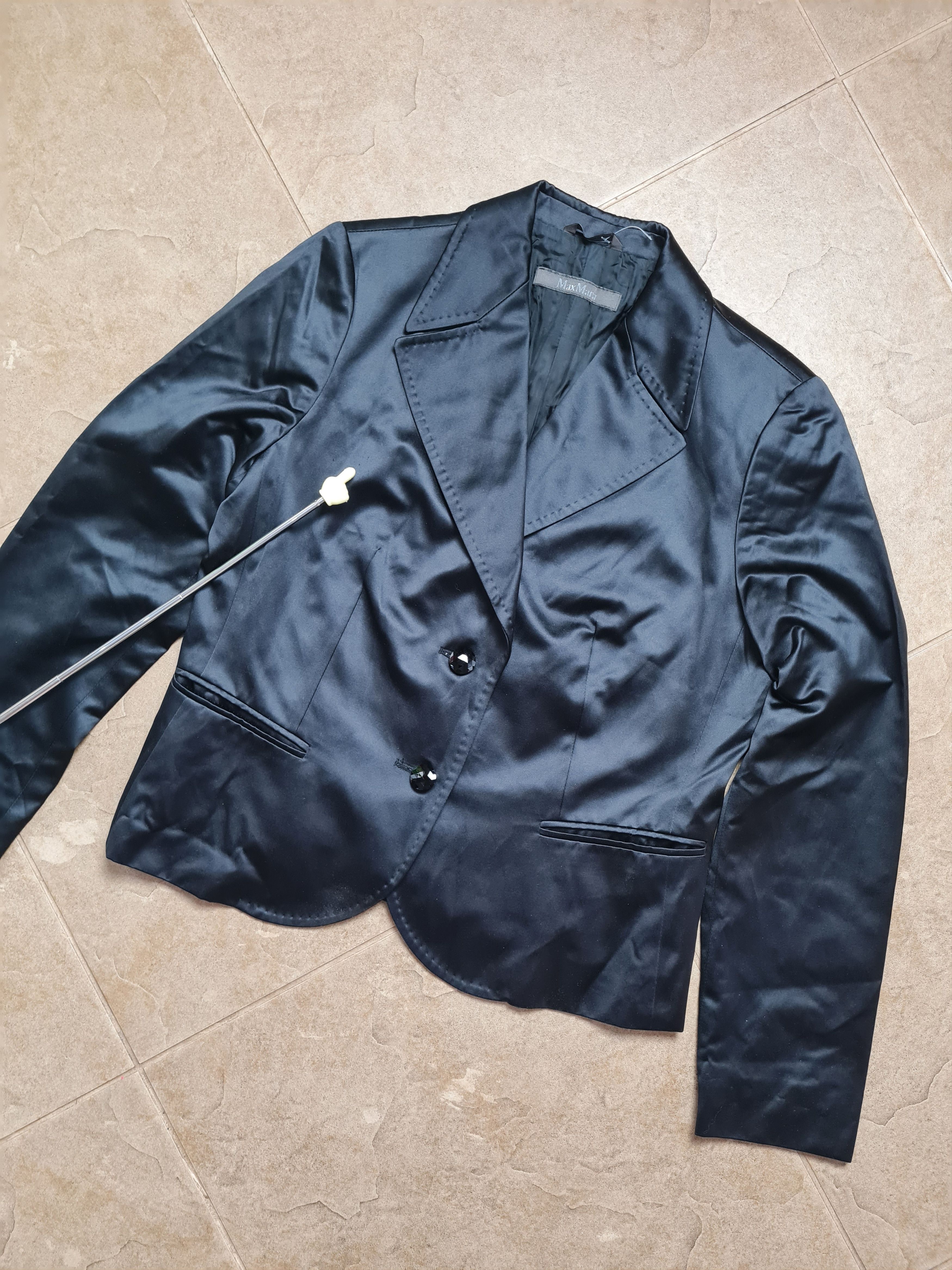 Max Mara Max Mara Black Satin Blazer Jacket Single Breasted Elegant Size M / US 6-8 / IT 42-44 - 1 Thumbnail