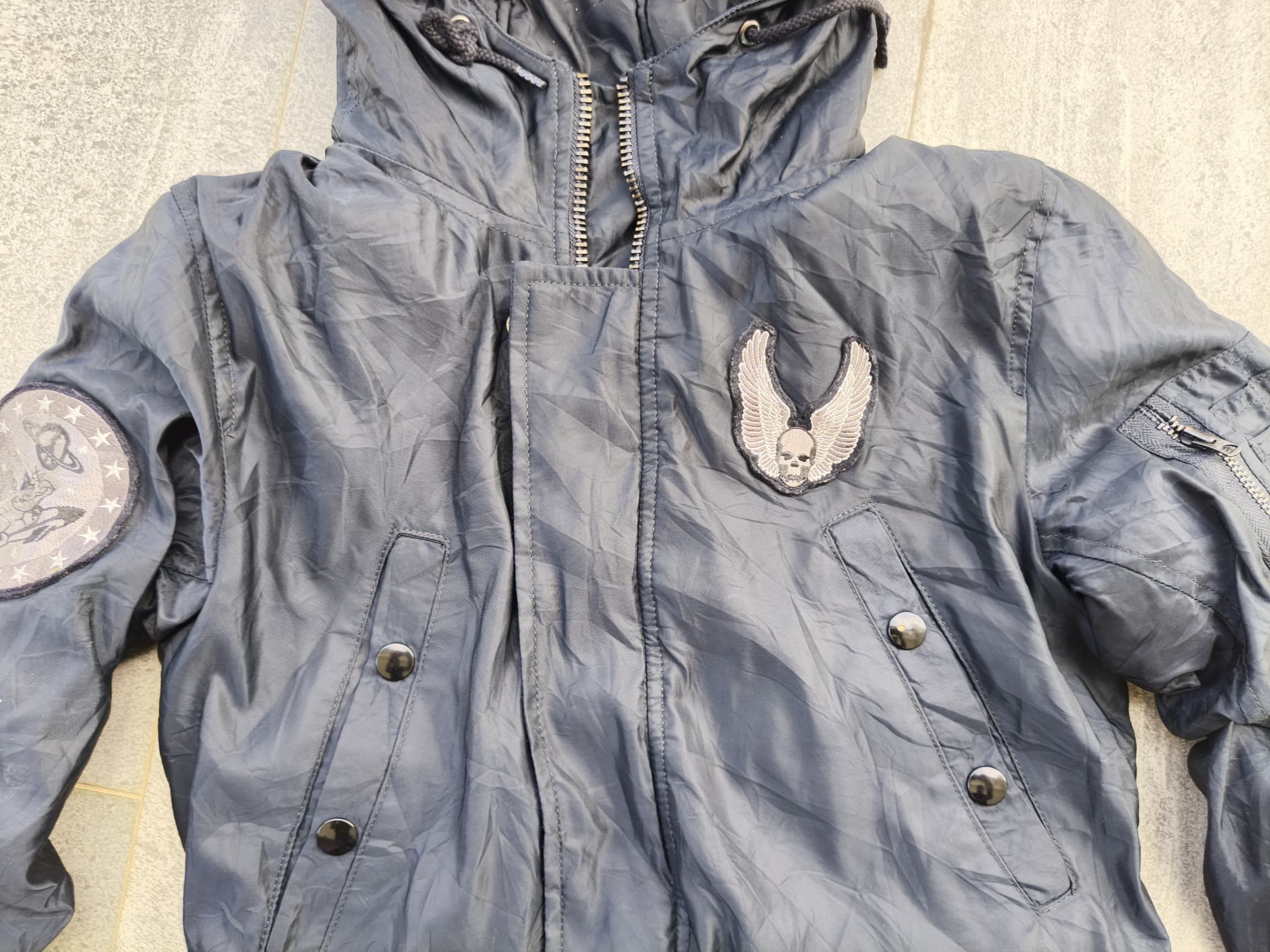 Lucien Pellat-Finet Lucien Pellat-Finet Skull Patched Hooded Bomber Jacket Size US XS / EU 42 / 0 - 12 Thumbnail