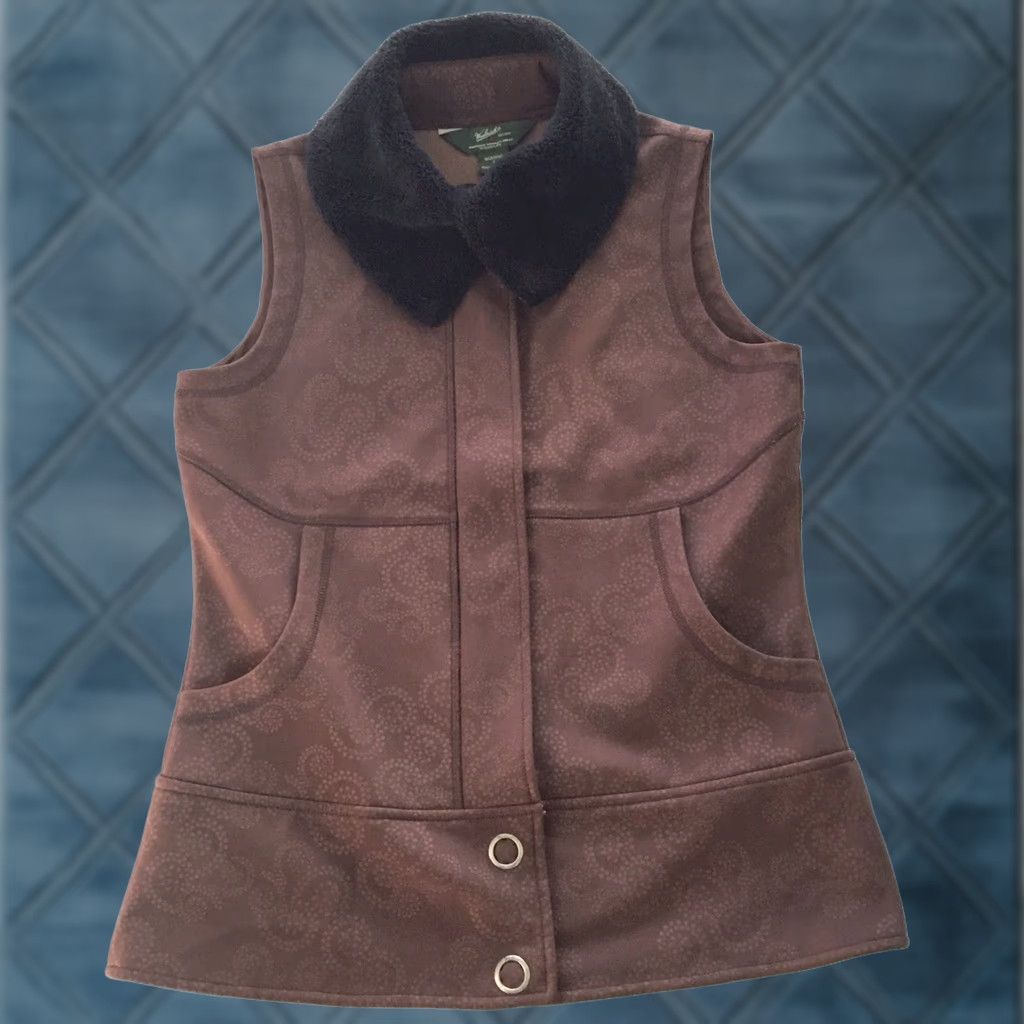 Vintage Woolrich Vest Womens Small Brown Faux Fur Collar Full Zip Vest Women S Brown Fur Trim Casual Winter 90s? Size S / US 4 / IT 40 - 1 Thumbnail