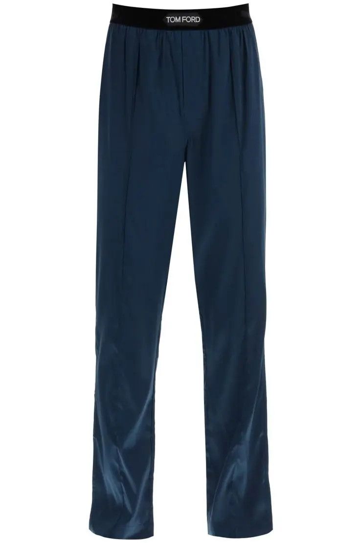 image of Tom Ford O1S22I1N0324 Floral Silk Pajama Pants In Blue, Men's