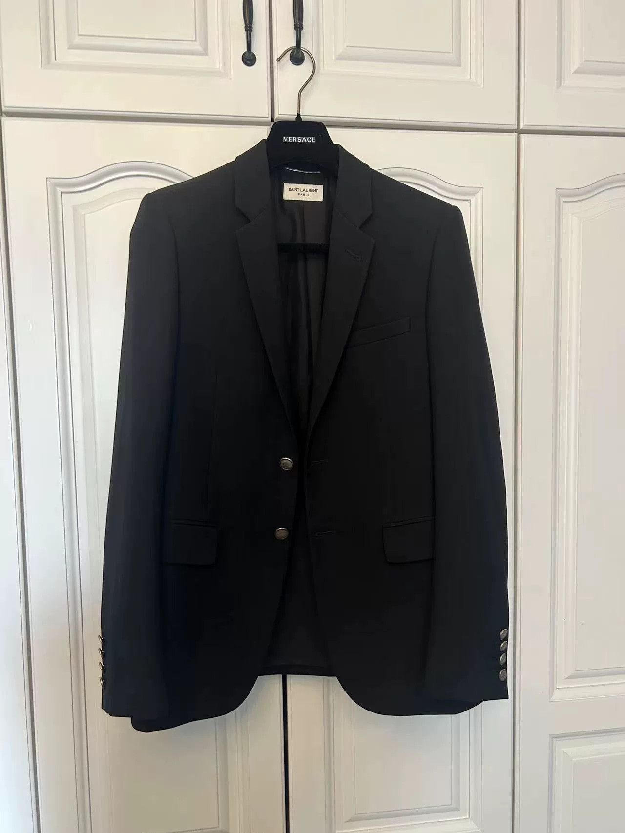 Saint Laurent Paris Saint Laurent Silver Button Blazer Size US S / EU 44-46 / 1 - 1 Thumbnail