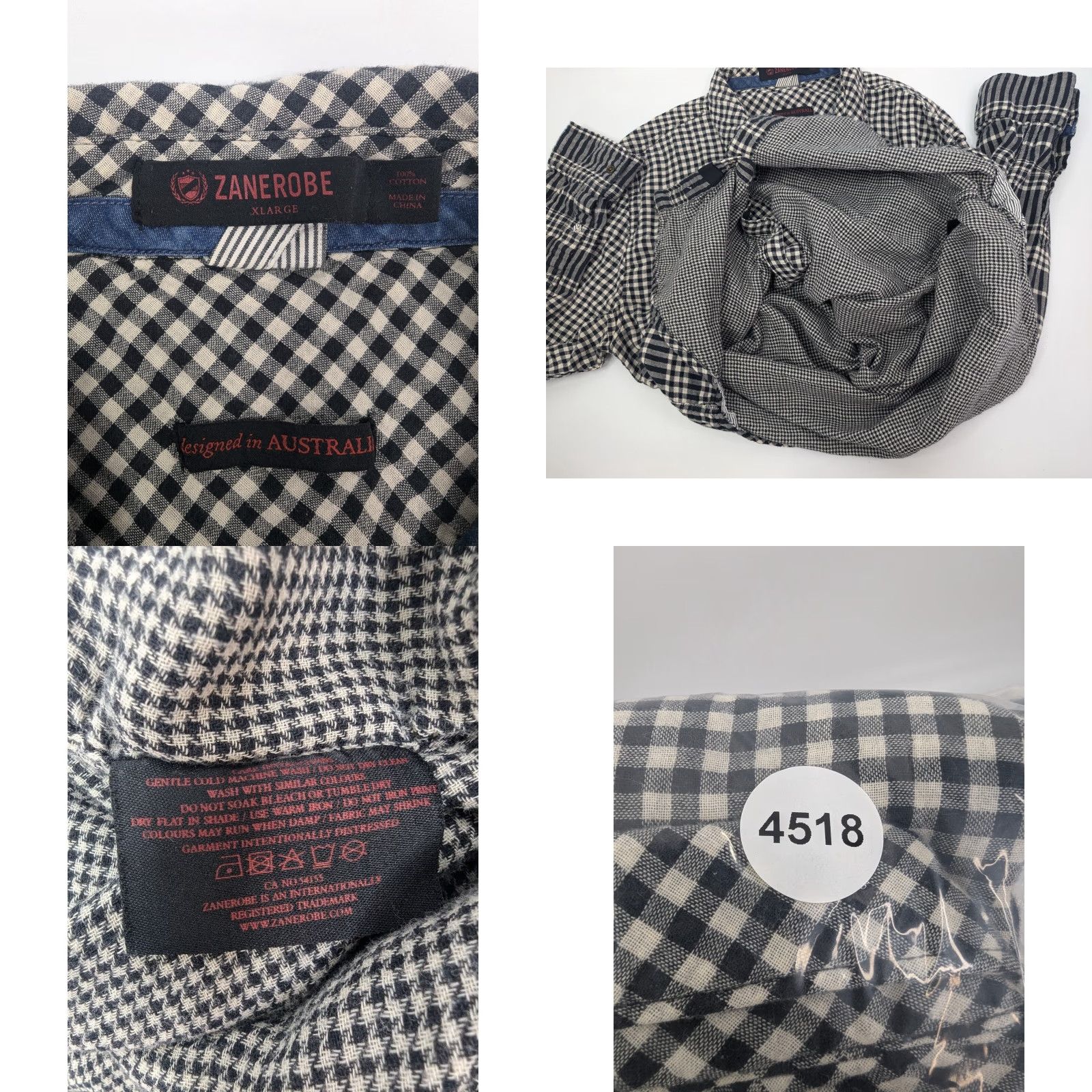 Zanerobe Zanerobe Button-Up Shirt Plaid Flannel Long Sleeve Men XL Beige Houndstooth Lining Luxury? (avoid extra) Size US XL / EU 56 / 4 - 8 Thumbnail