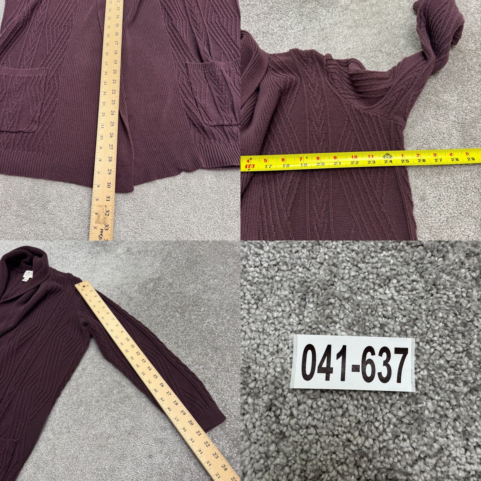 Vintage St. Johns' Bay Cotton Cardigna Sweater Womens XL Deep Purple Cable Knit Shawl Cardigan Knit All Seasons Casual Size XL / US 12-14 / IT 48-50 - 8 Thumbnail