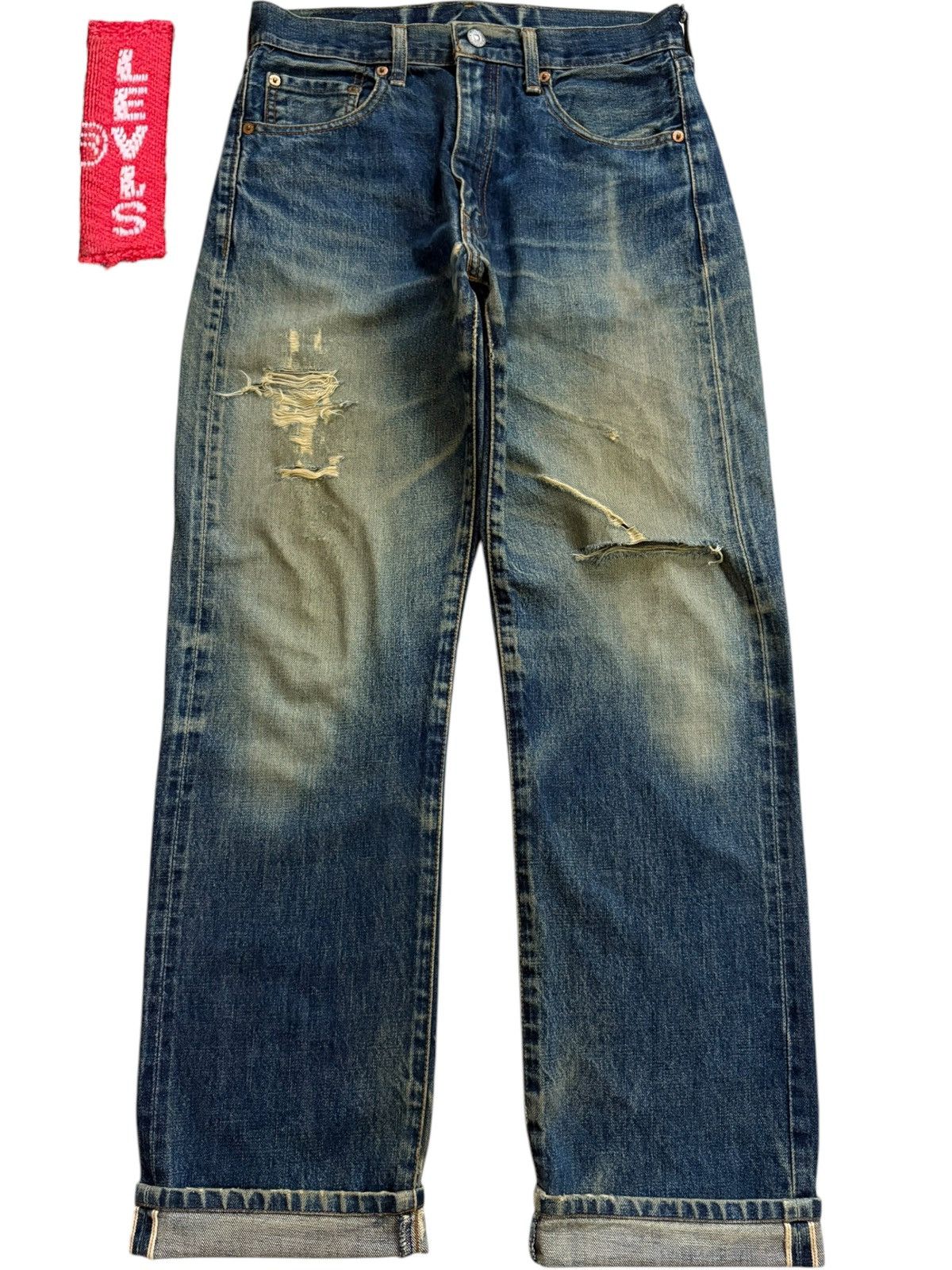 Levi's Vintage 80s Levis 502 Big E Mud Wash Loose Selvedge Jeans Size US 29 - 1 Thumbnail